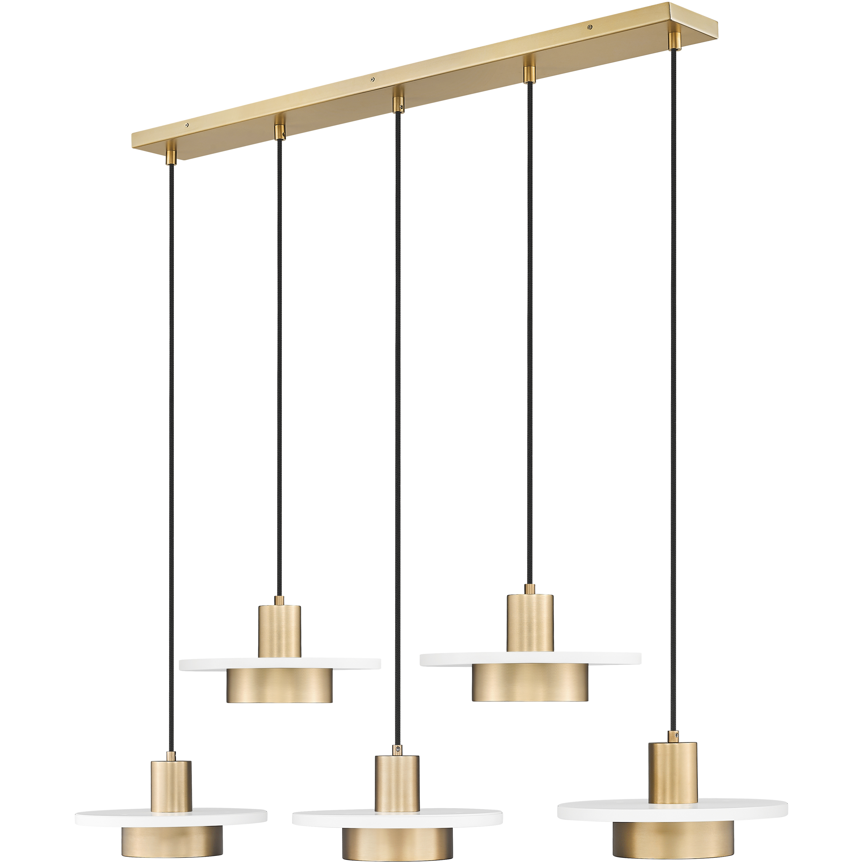 Ludo LED 51.5 inch Matte White and Modern Gold Linear Chandelier Ceiling Light