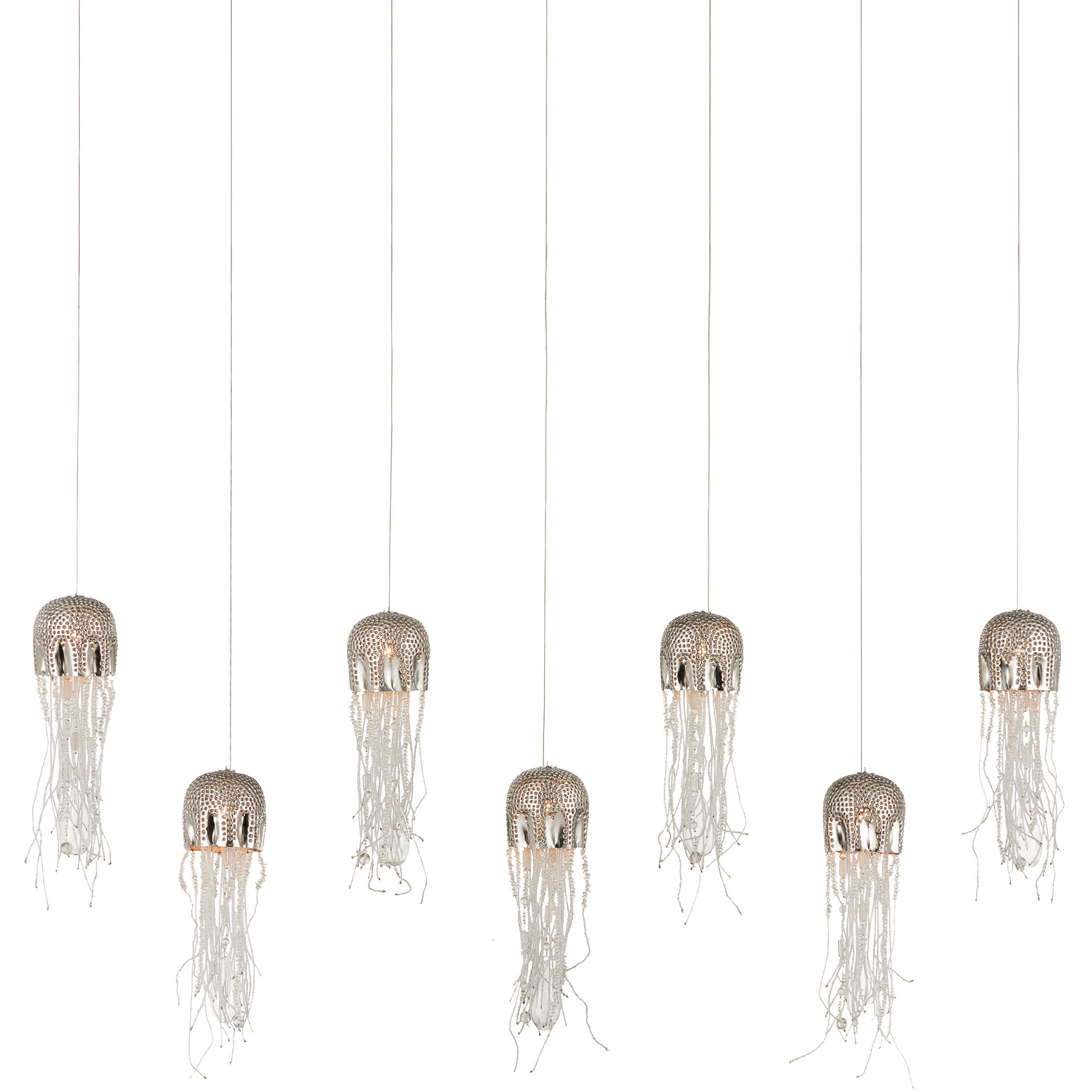 Medusa 7 Light 57 inch Silver Multi-Drop Linear Pendant Ceiling Light