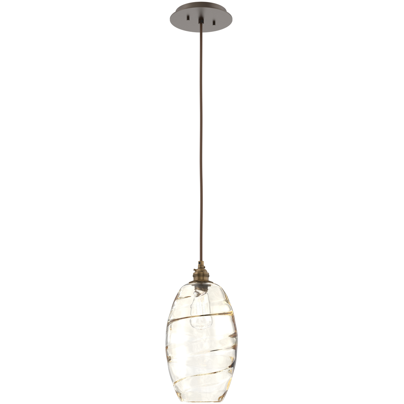 Ellisse 1 Light 6.5 inch Flat Bronze Pendant Ceiling Light in Ellisse Amber