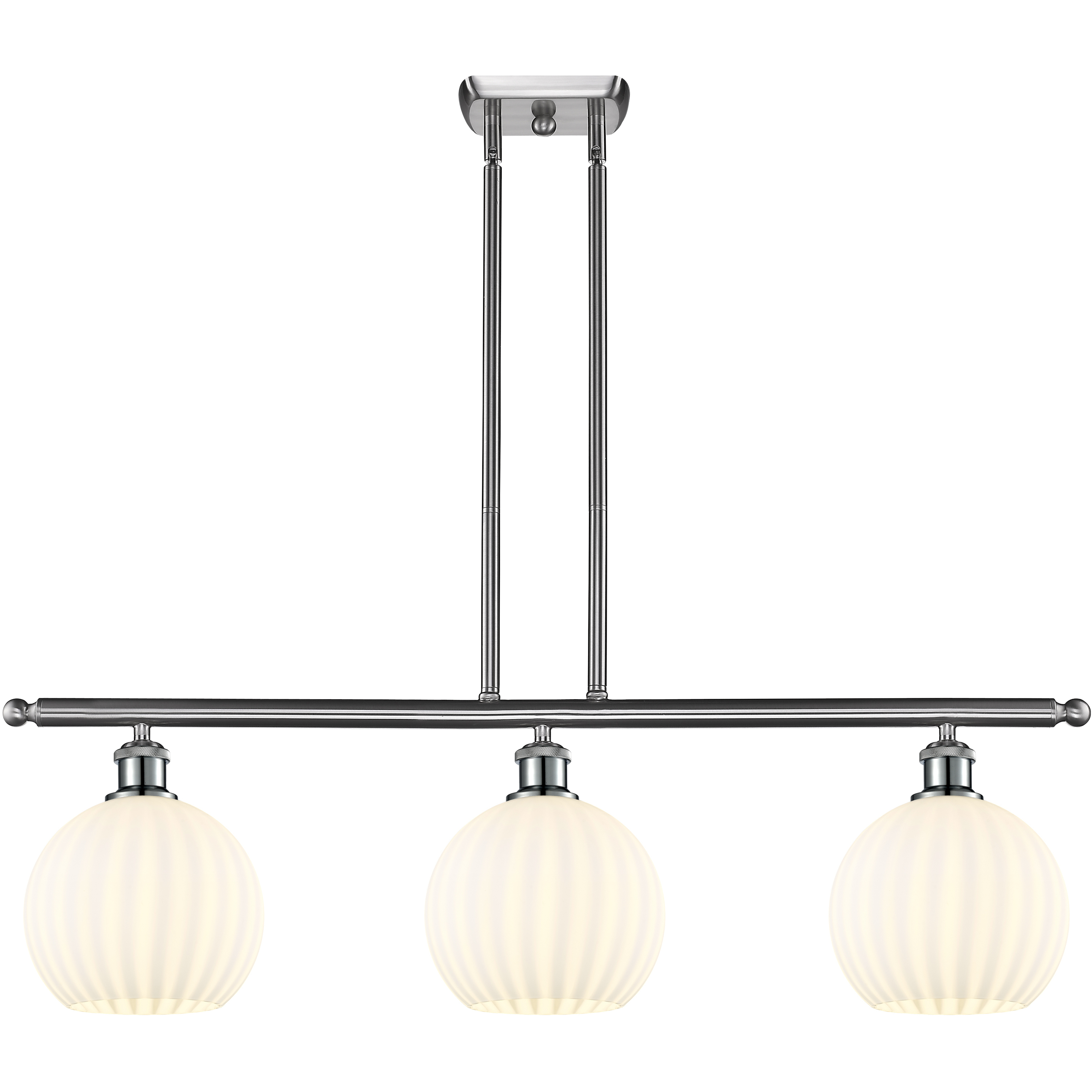 Ballston White Venetian 3 Light 36 inch Brushed Satin Nickel Stem Hung Island Light Ceiling Light