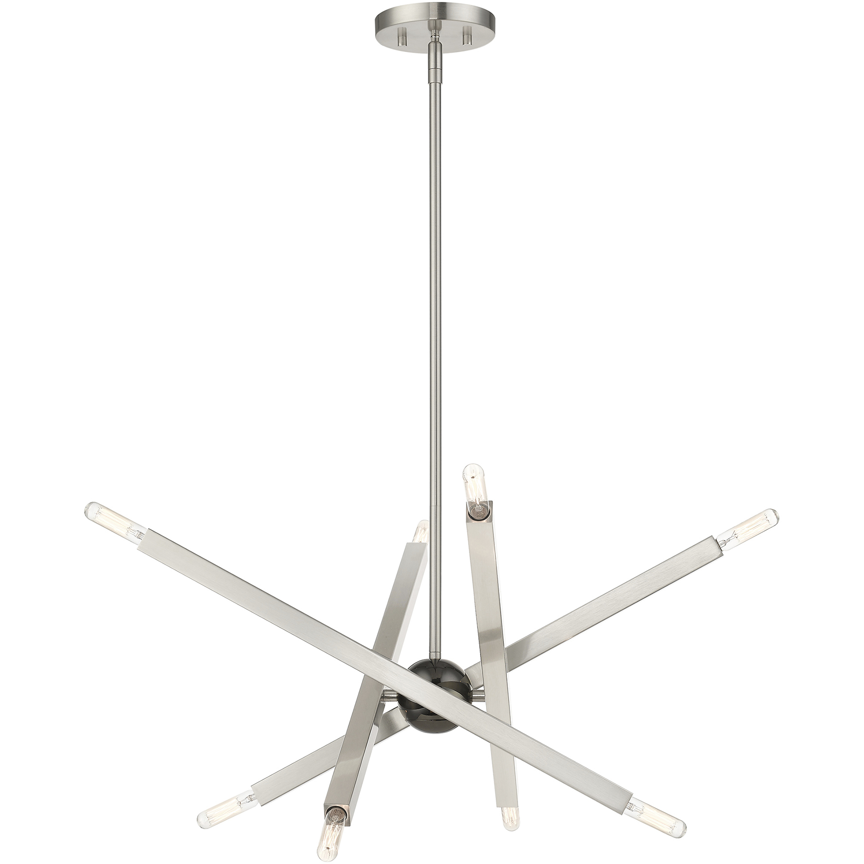 Monaco 8 Light 23 inch Brushed Nickel with Black Chrome Finish Accent Chandelier Ceiling Light