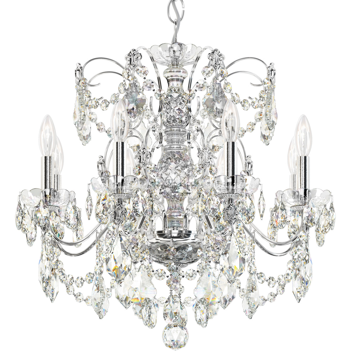 Century 8 Light 24 inch Heirloom Bronze Chandelier Ceiling Light, Adjustable Height