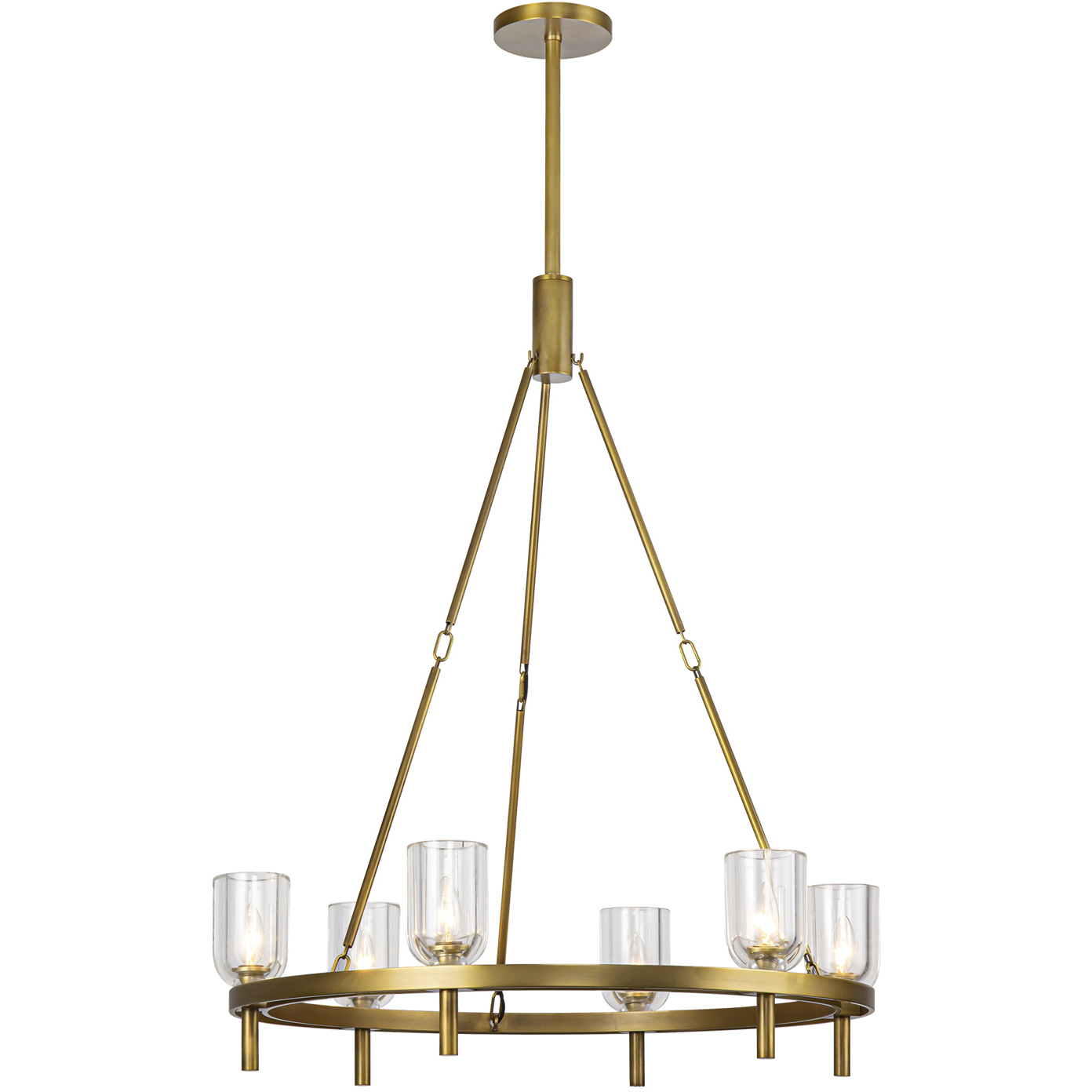 Lucian 6 Light 31.5 inch Vintage Brass/Clear Crystal Chandelier Ceiling Light in Clear Glass