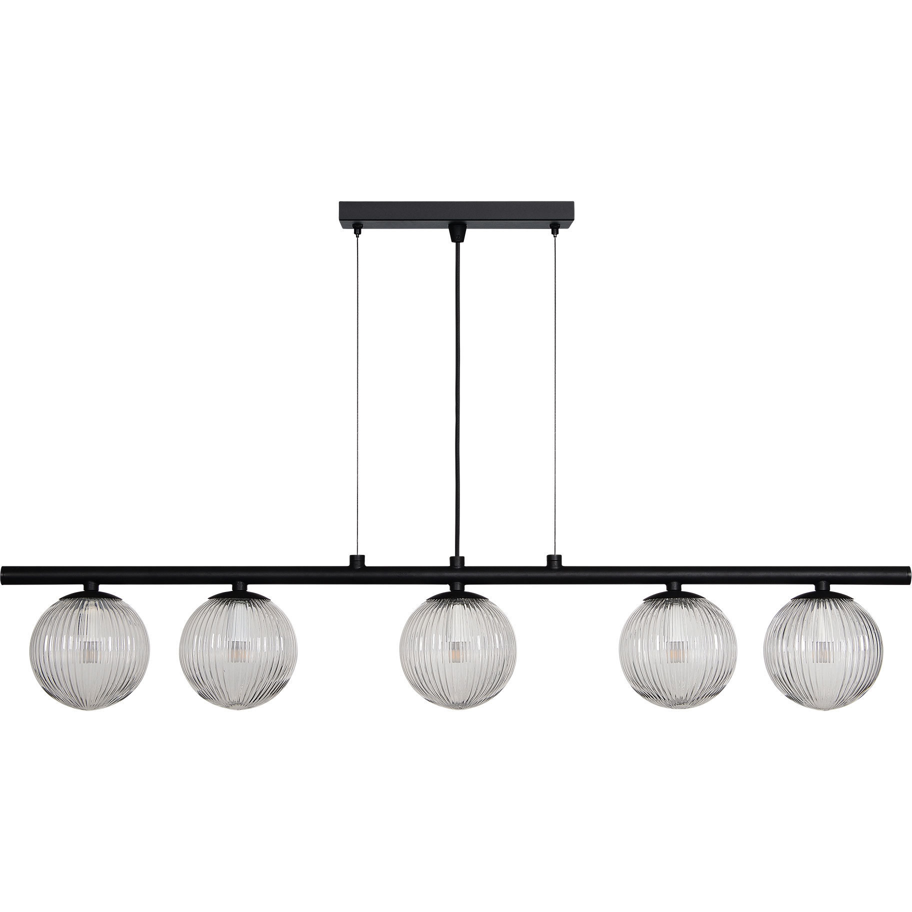 Chandra 5 Light 46 inch Matte Black and Clear Linear Pendant Ceiling Light