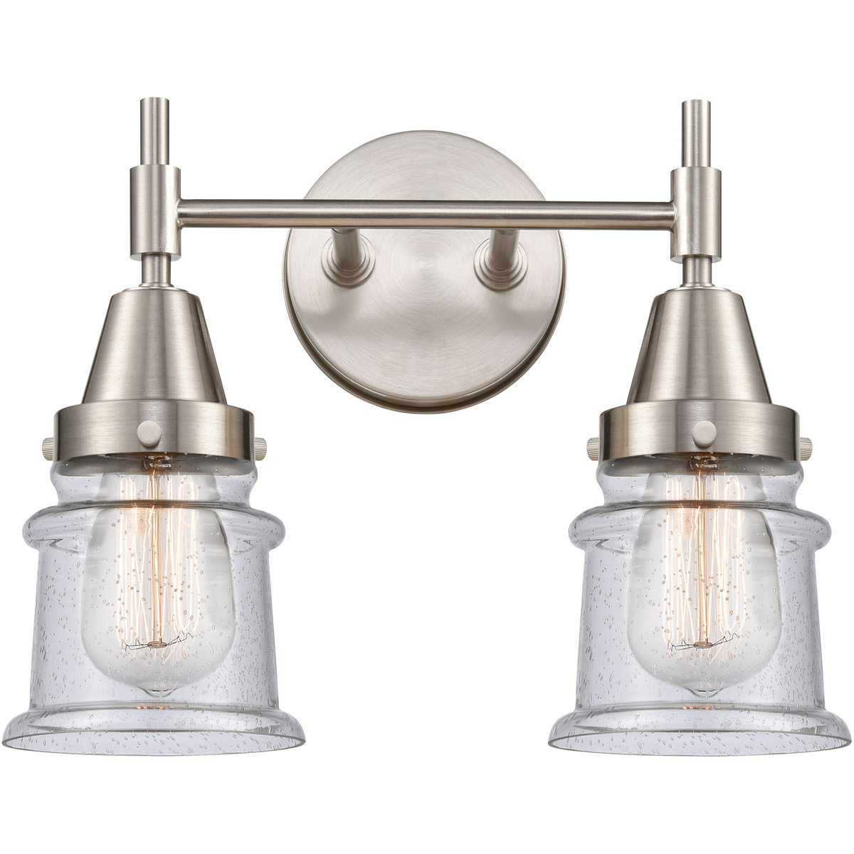 Caden LED 14.25 inch Satin Nickel Bath Vanity Light Wall Light in Seedy Glass
