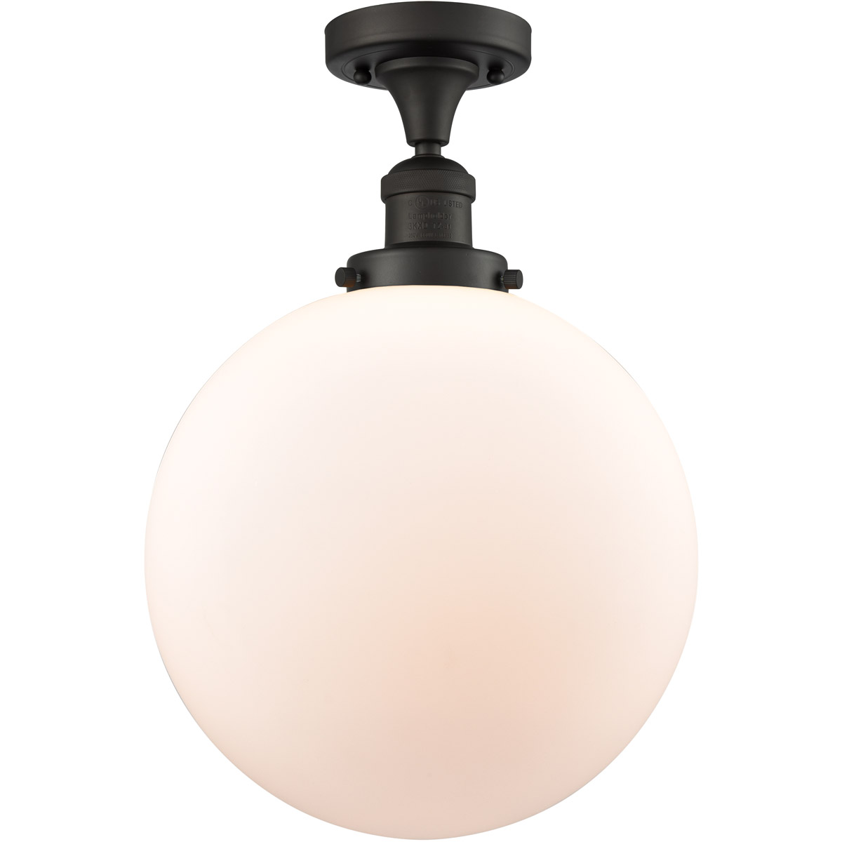 Franklin Restoration XX-Large Beacon LED 12 inch Oil Rubbed Bronze Semi-Flush Mount Ceiling Light in Matte White Glass, Franklin Restoration