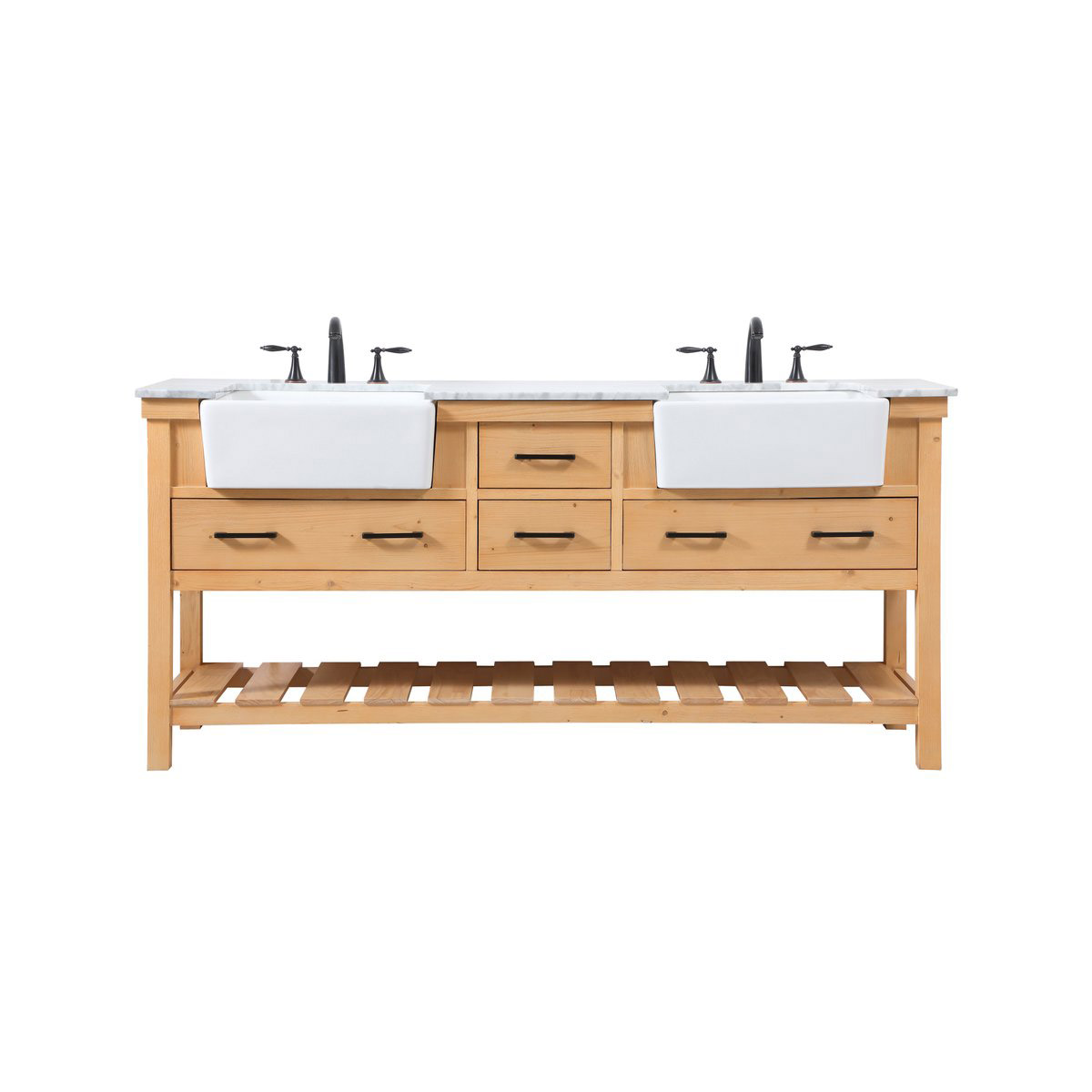 Clement 72 X 22 X 34.13 inch Natural Wood Bathroom Vanity Cabinet