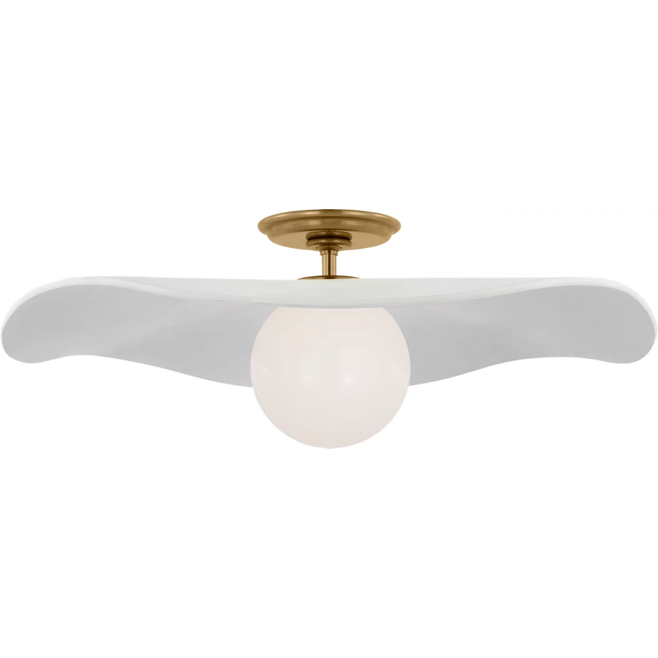 Windsor Smith Mahalo LED 22 inch Hand-Rubbed Antique Brass Semi-Flush Mount Ceiling Light in Matte White