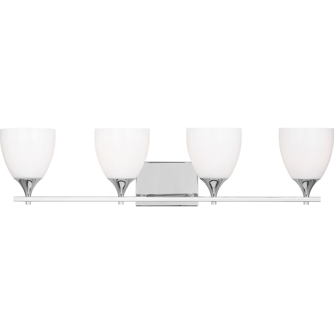 Drew & Jonathan Toffino 4 Light 36 inch Chrome Wall Bath Fixture Wall Light in Milk Glass