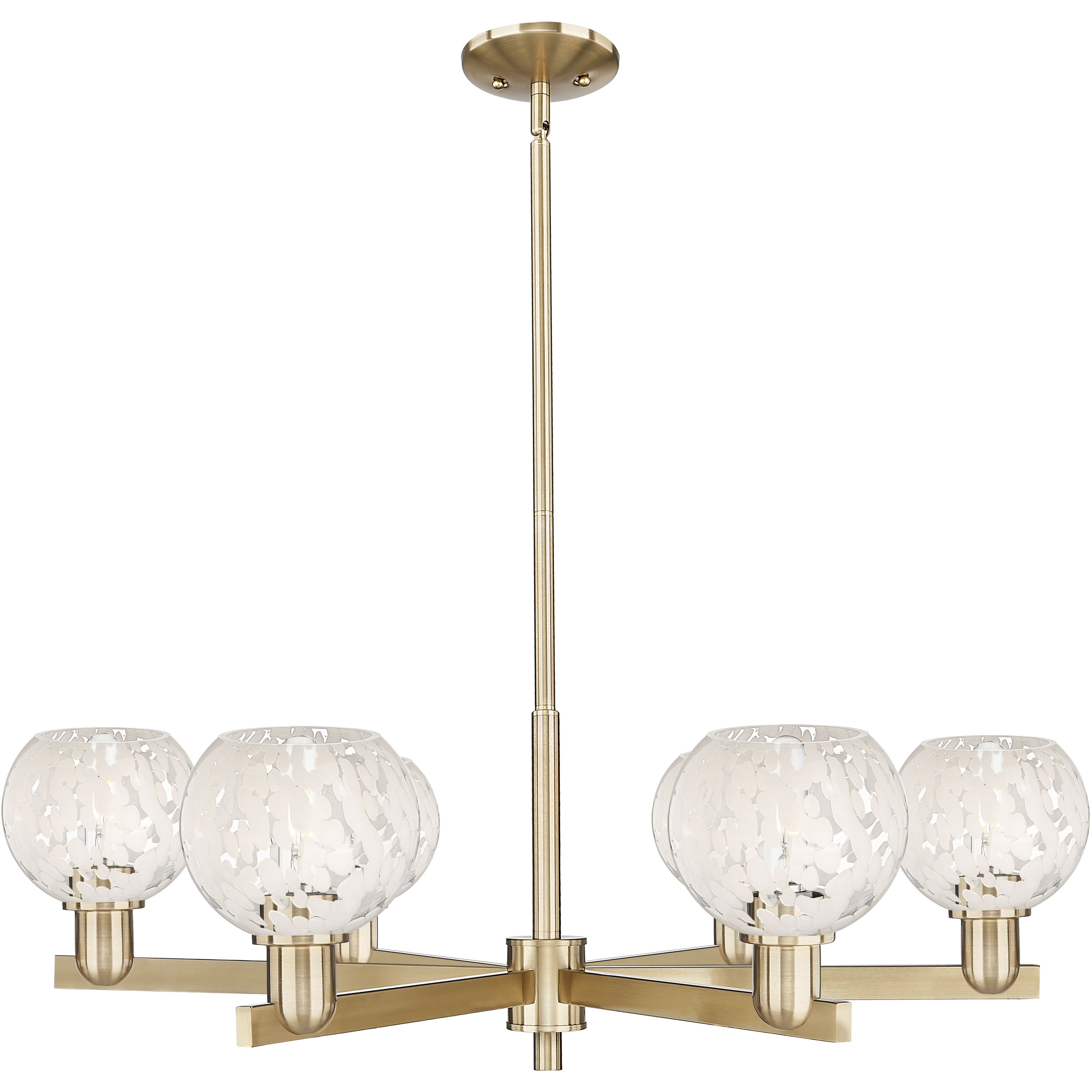 Arcadia White Mouchette 6 Light 35.75 inch Champagne Bronze Chandelier Ceiling Light