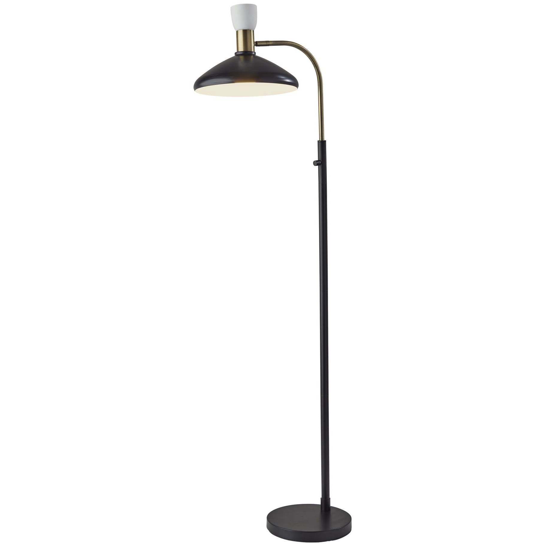 Patrick 61 inch 60 watt Black / Brass Accents Floor Lamp Portable Light