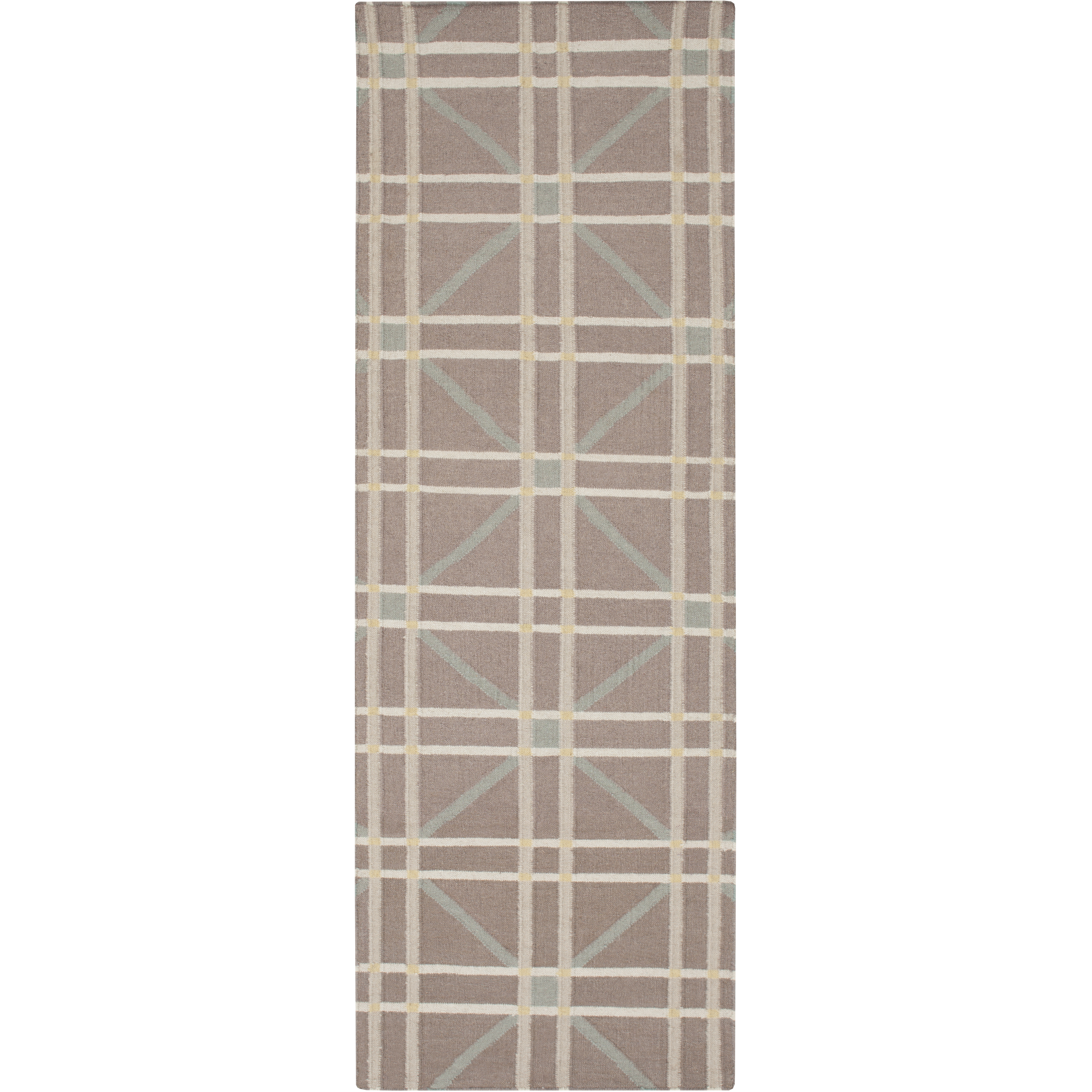 Sheffield Market 96 X 30 inch Cream, Taupe, Wheat, Aqua Rug