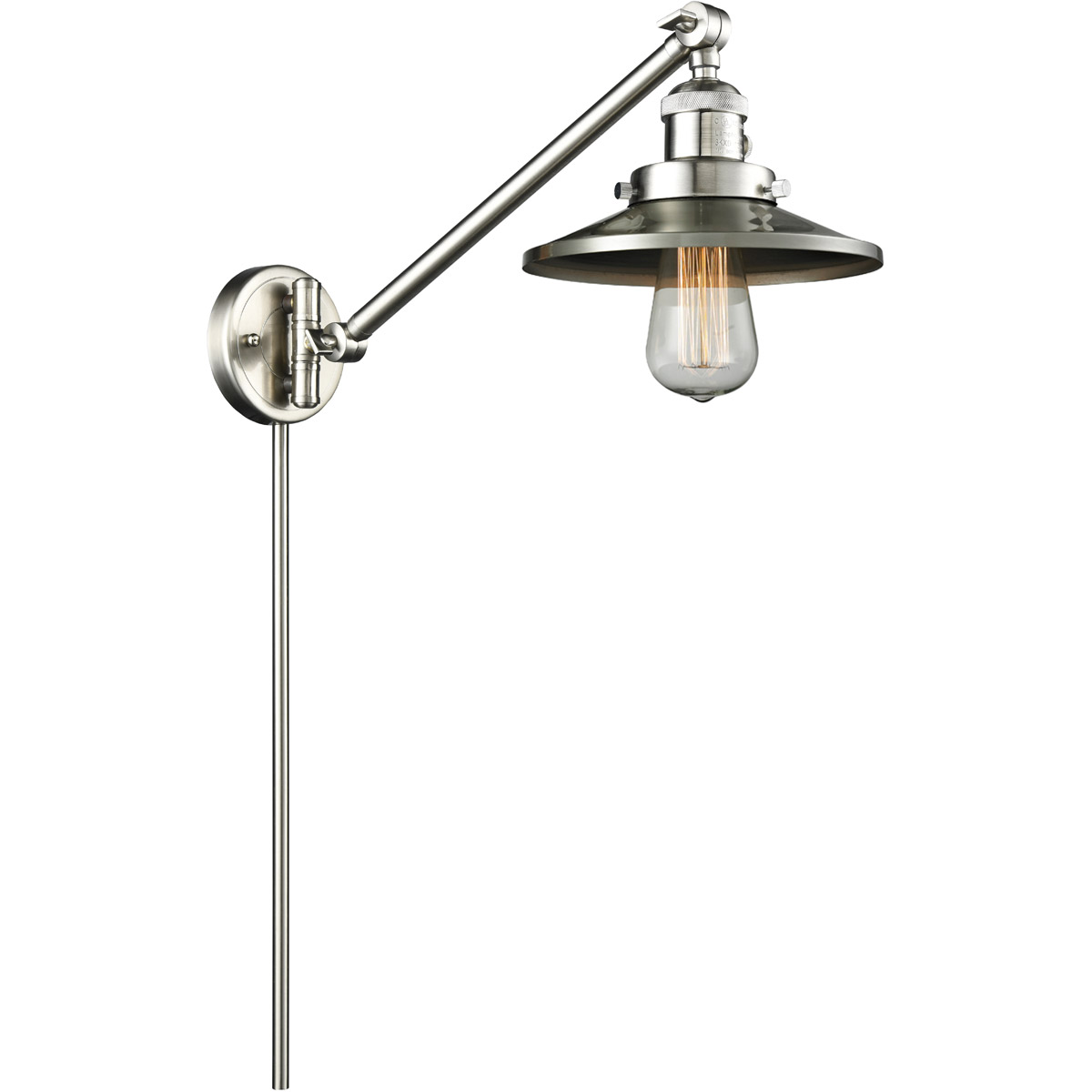 Railroad 21 inch 60.00 watt Satin Nickel Swing Arm Wall Light, Franklin Restoration