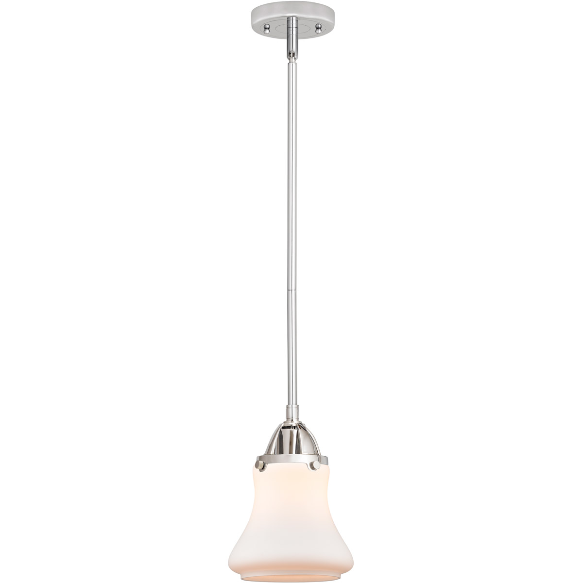 Nouveau 2 Bellmont LED 6 inch Polished Chrome Mini Pendant Ceiling Light in Matte White Glass