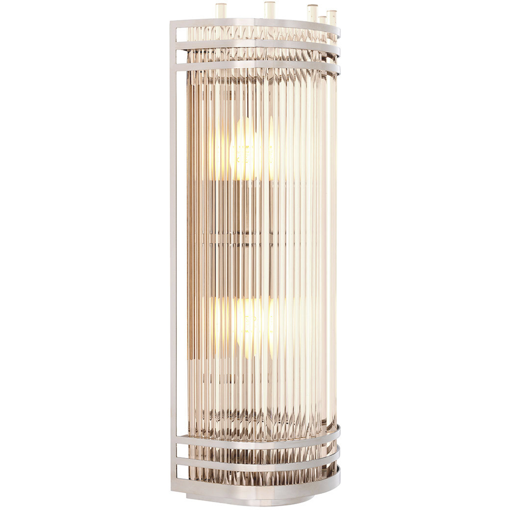 Gulf 2 Light 7.28 inch Nickel and Clear Glass Wall Lamp Wall Light, Large