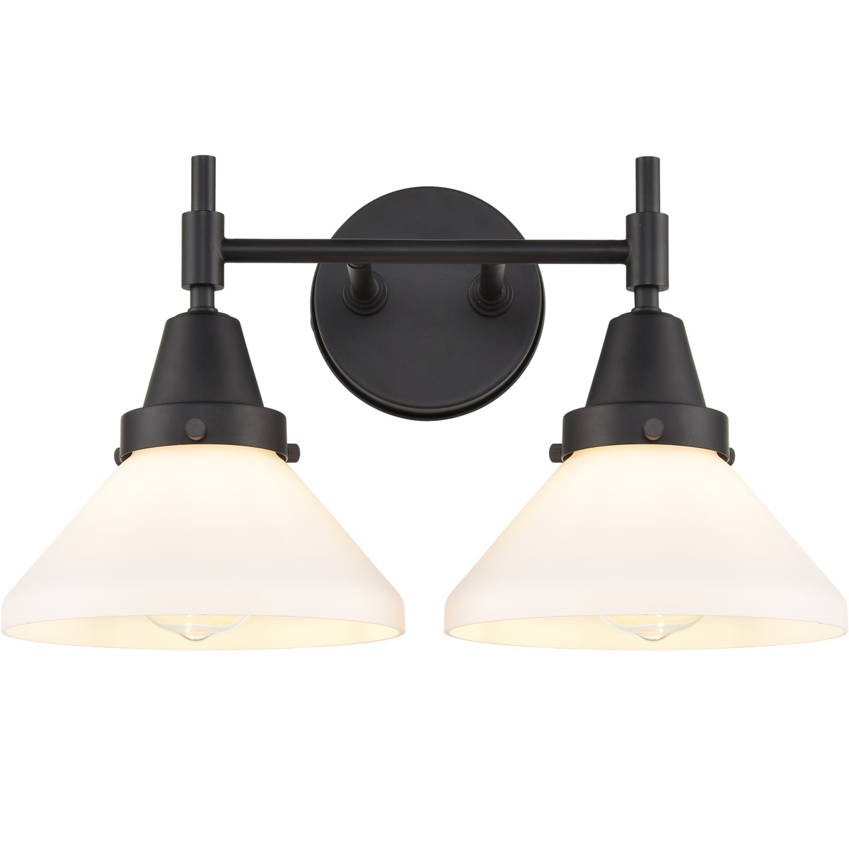 Caden LED 17 inch Matte Black Bath Vanity Light Wall Light in White Glass