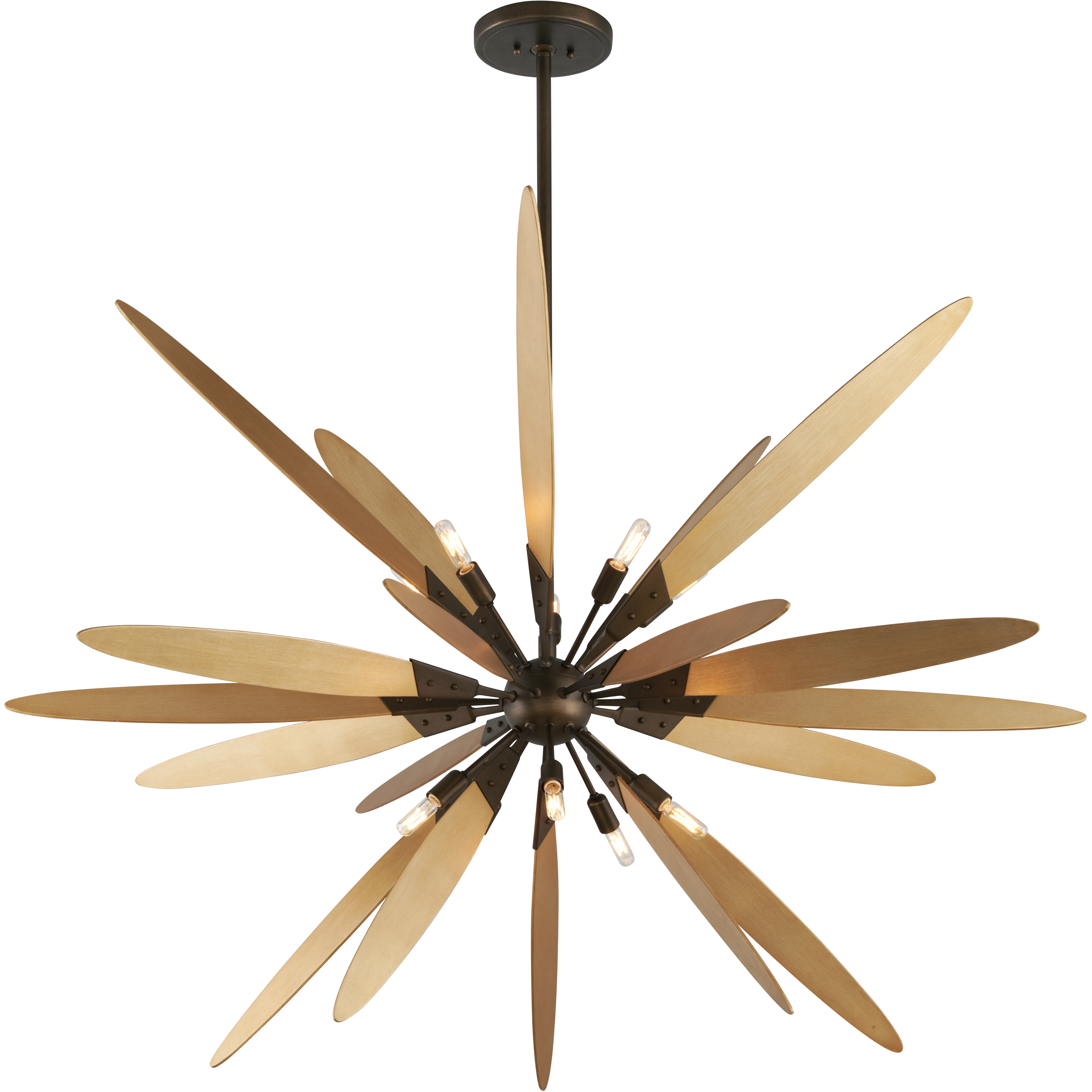 Dragonfly 10 Light 60 inch Bronze With Satin Leaf Chandelier Ceiling Light