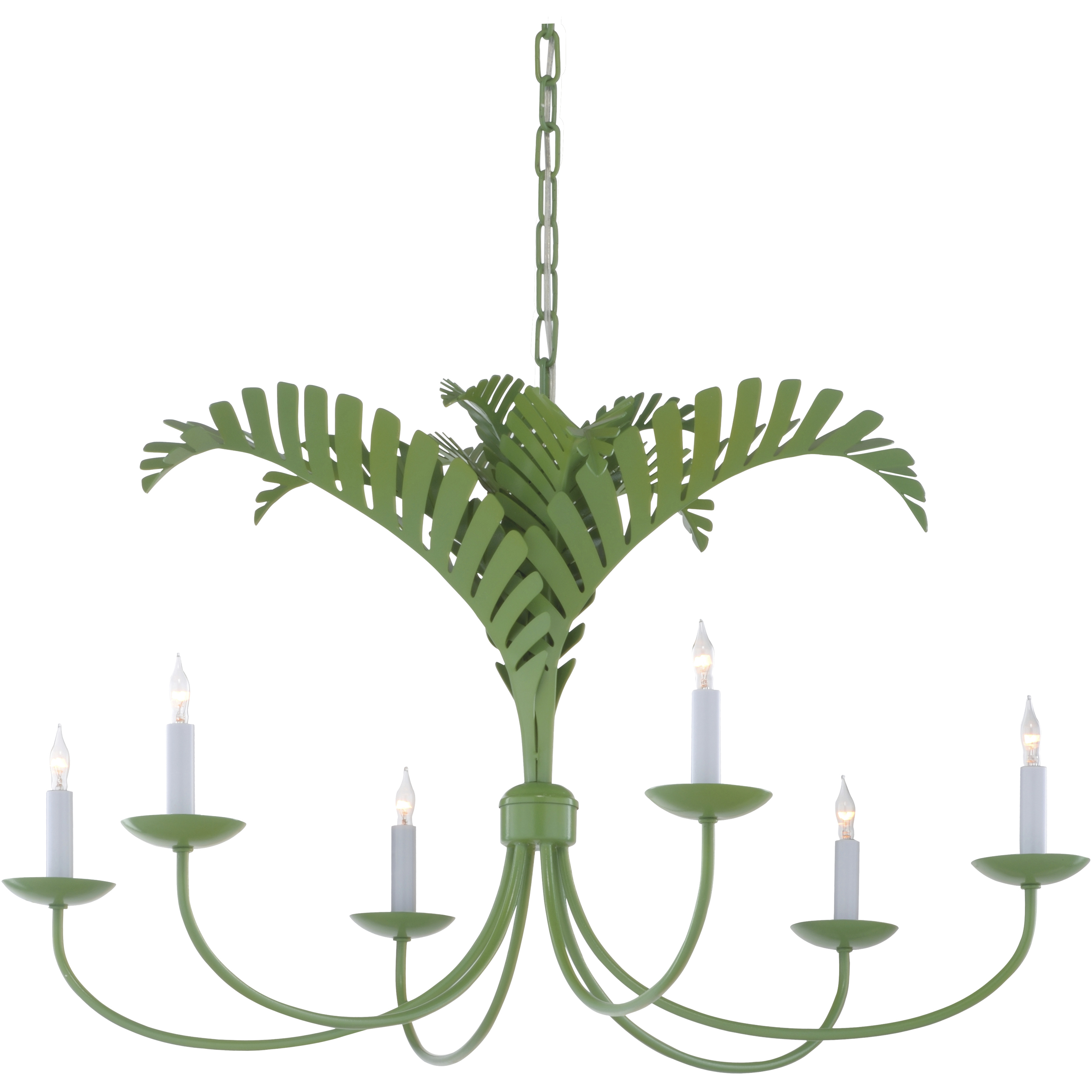 Royal Palm 6 Light 24 inch Green Chandelier Ceiling Light