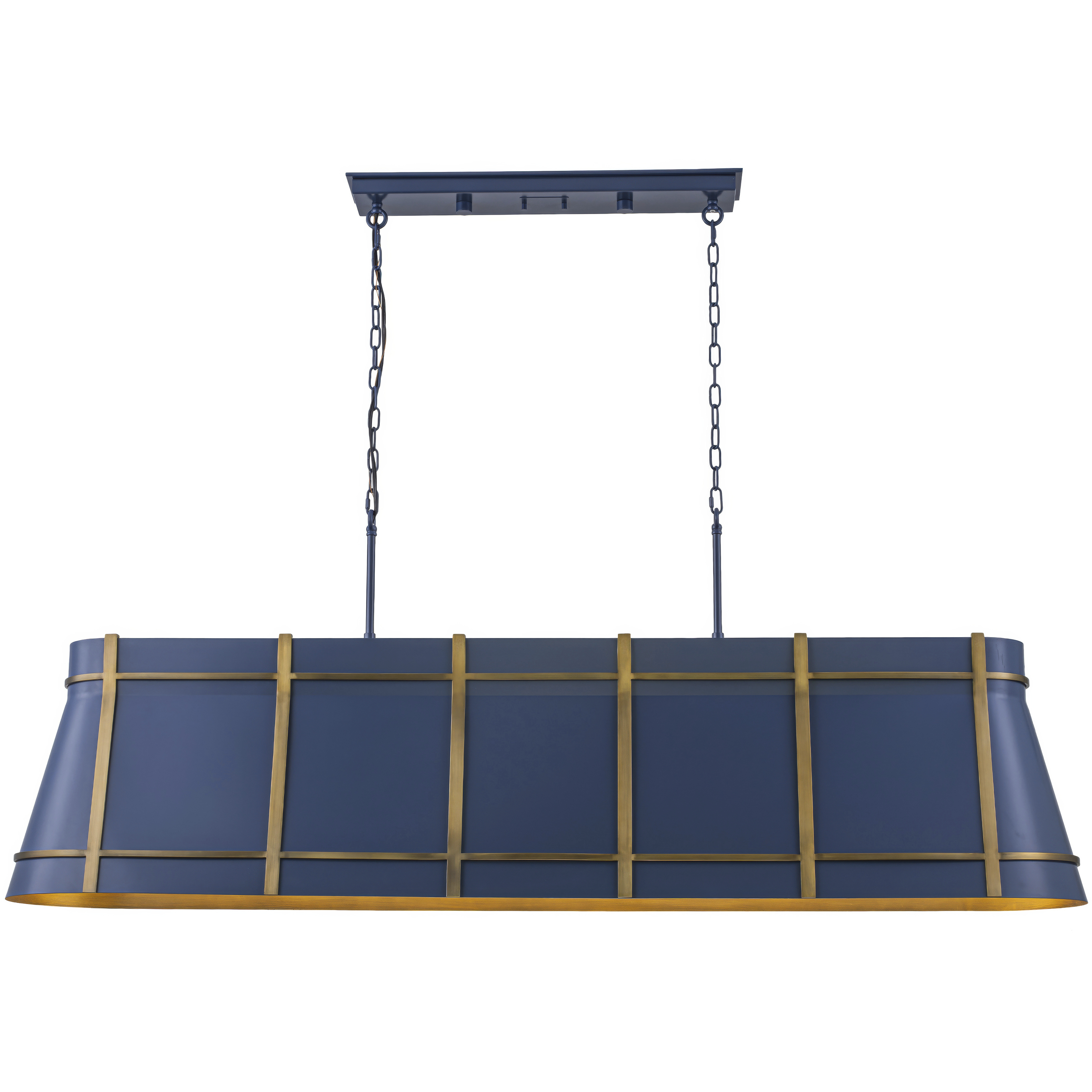 Brasserie 6 Light 62 inch French Blue and Heritage Bronze Linear Pendant Ceiling Light