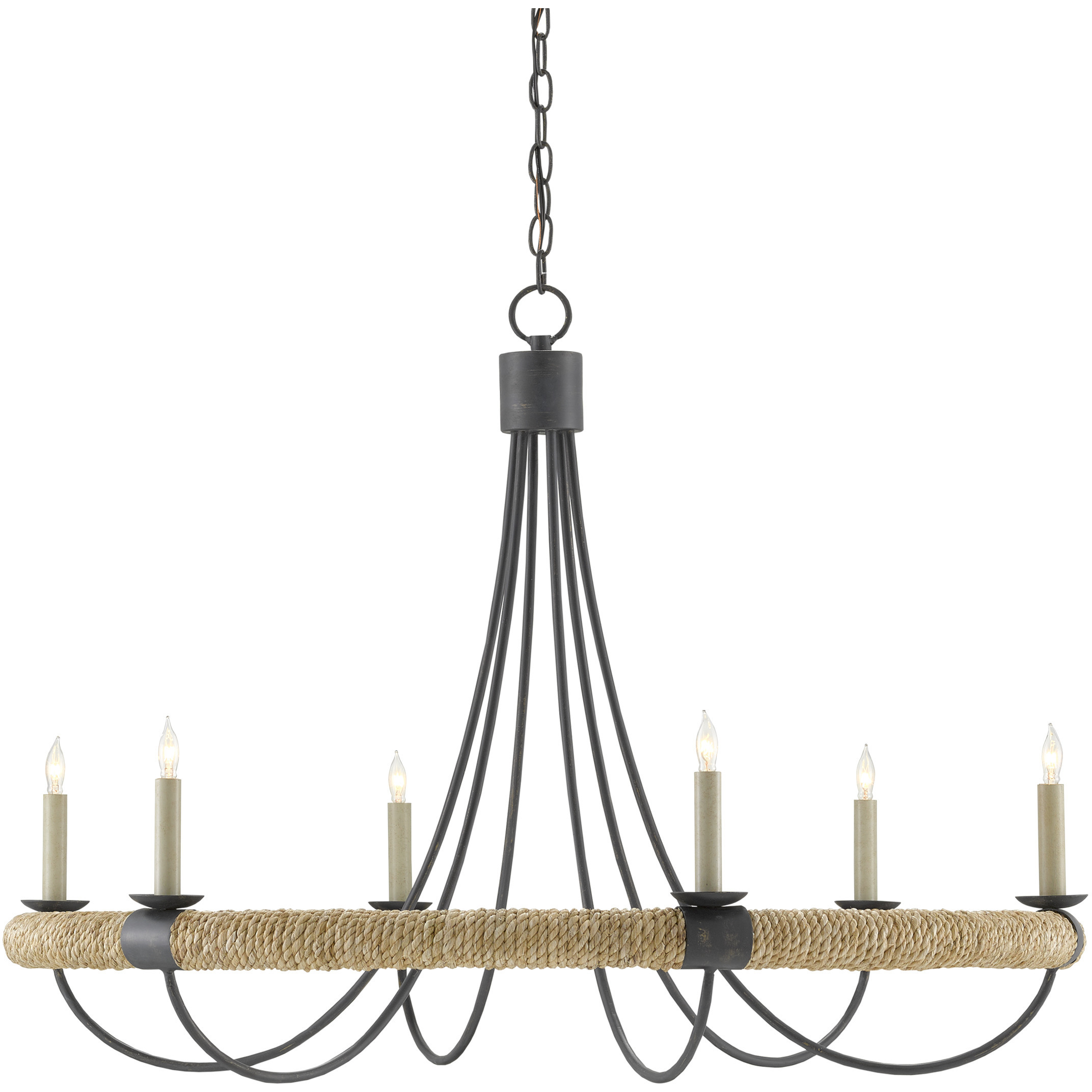 Shipwright 6 Light 38.5 inch French Black Chandelier Ceiling Light