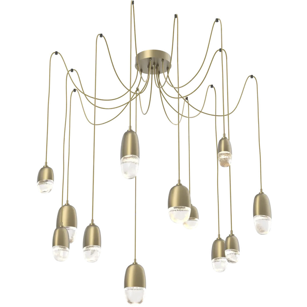 Pebble LED 14.3 inch Beige Silver Swag Multi-Pendant Ceiling Light in 3000K LED