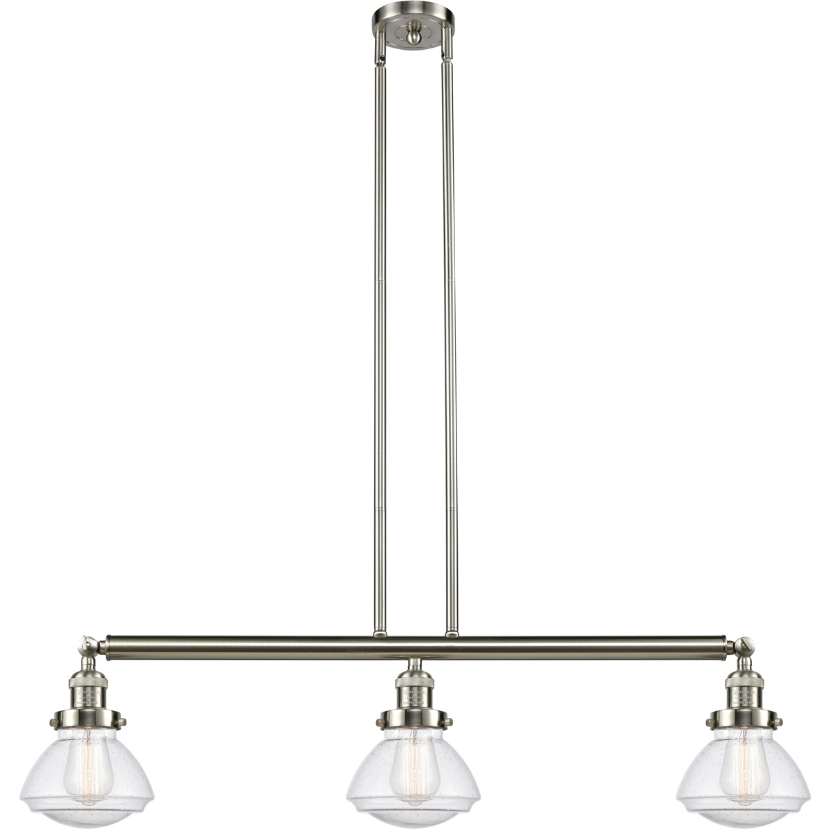 Franklin Restoration Olean LED 39 inch Brushed Satin Nickel Island Light Ceiling Light in Seedy Glass, Franklin Restoration