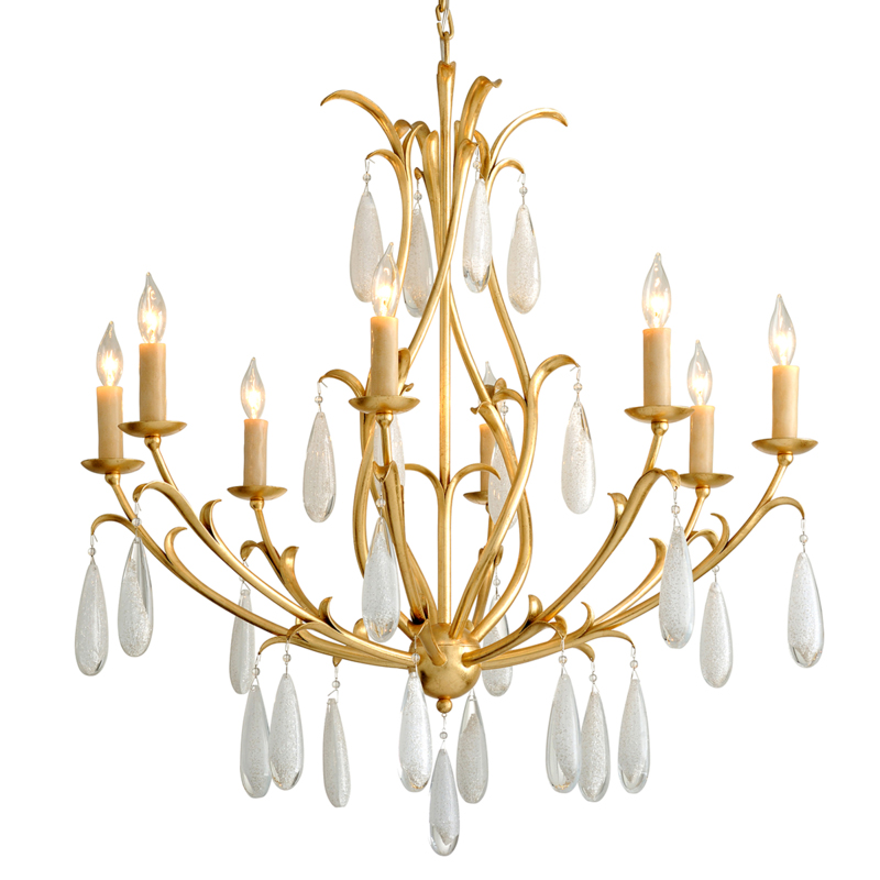 Prosecco 8 Light 34.75 inch Gold Leaf Chandelier Ceiling Light