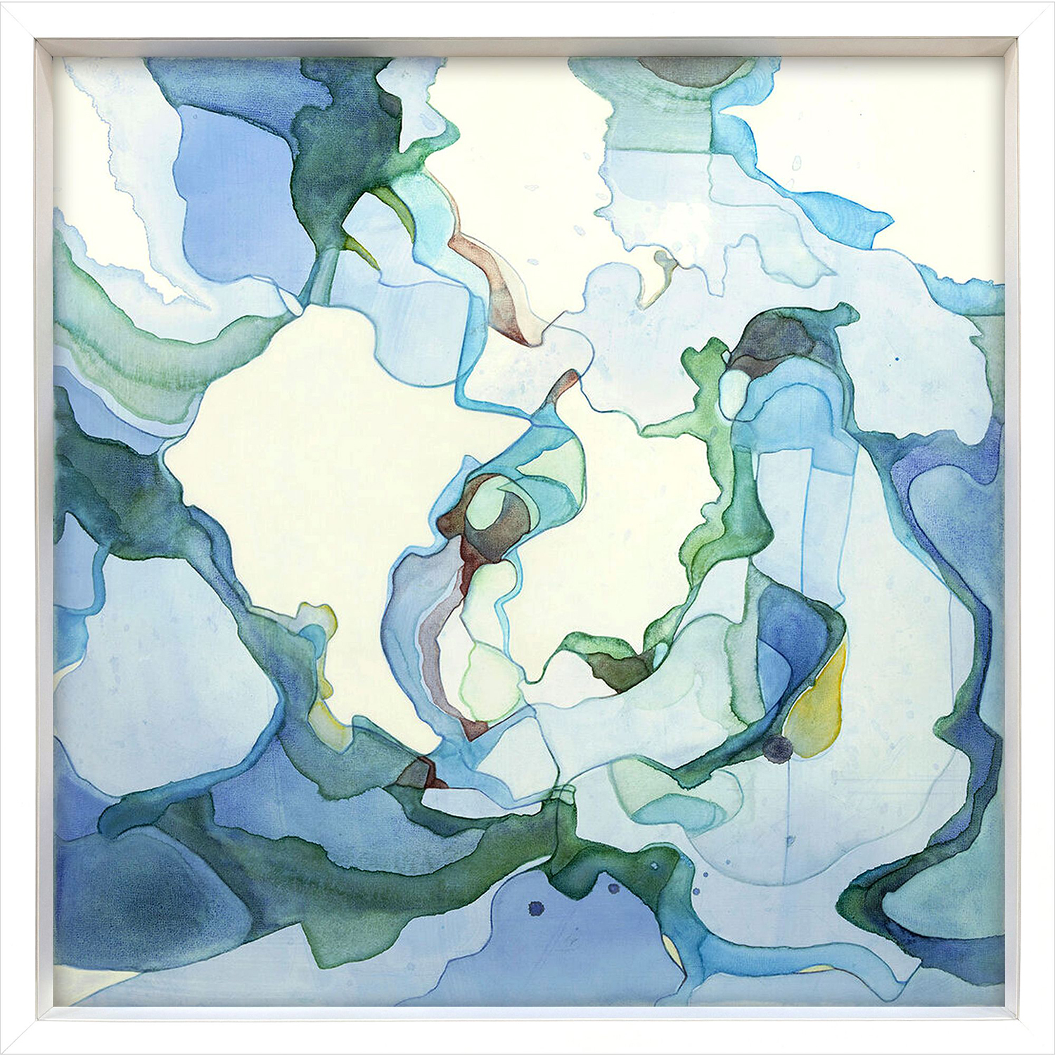 Safe Enclosure Blue and Green and Teal and White Framed Art