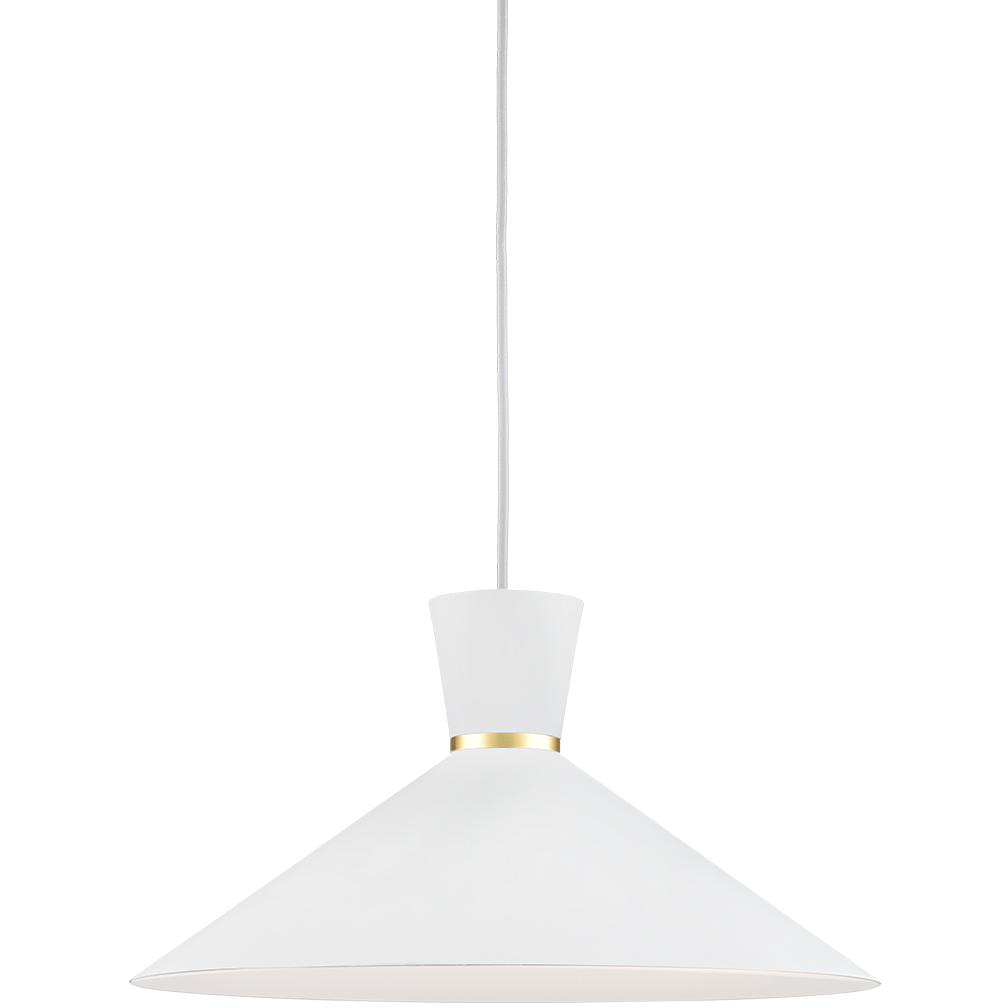 Vanderbilt 1 Light 16 inch White with Gold Detail Pendant Ceiling Light