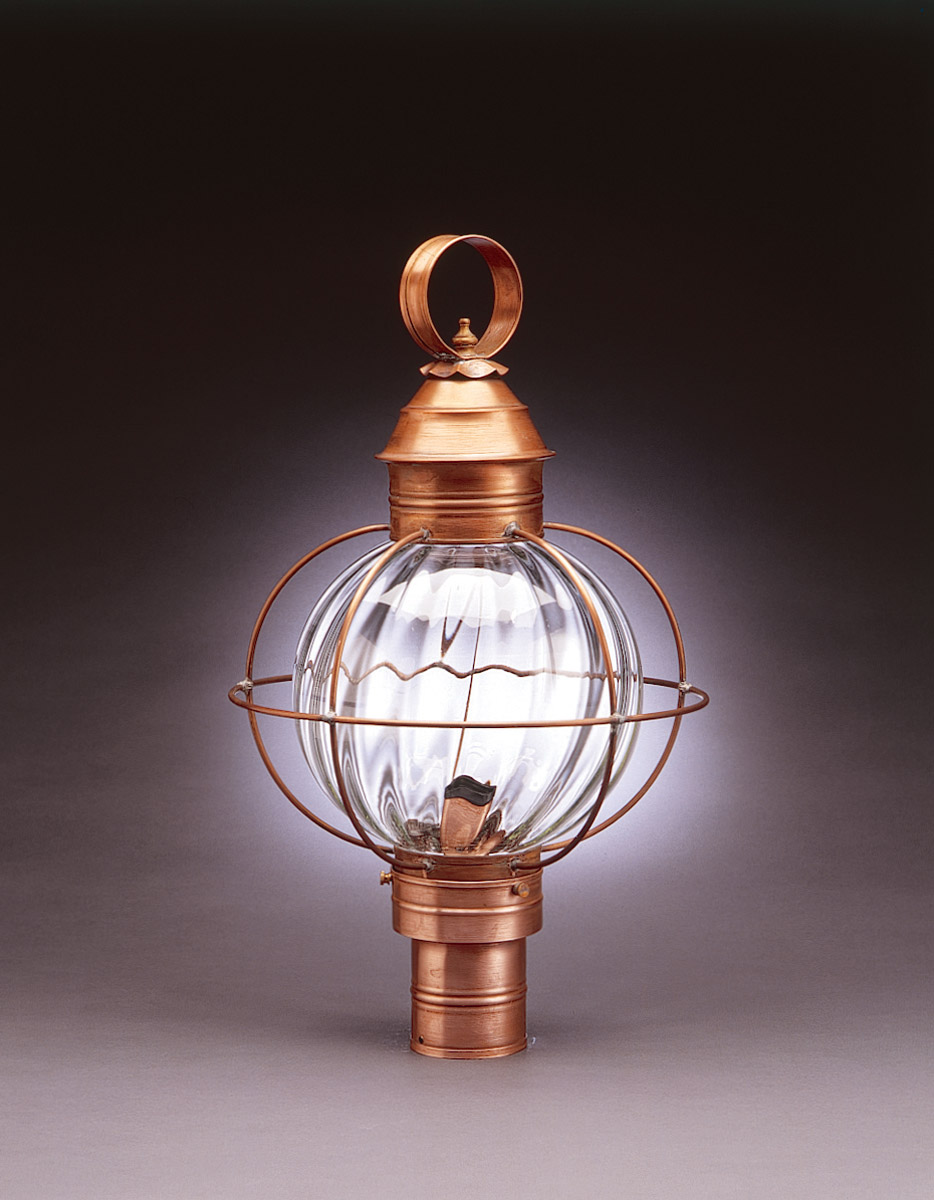 Round Onion 1 Light 24 inch Dark Brass Post Lamp in Optic Glass, One 75W Medium
