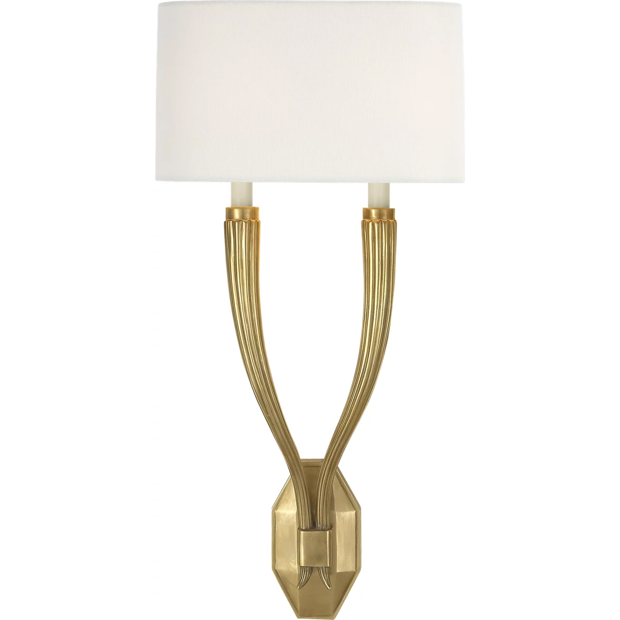 Chapman & Myers Ruhlmann 2 Light 10.75 inch Antique-Burnished Brass Double Sconce Wall Light in Linen