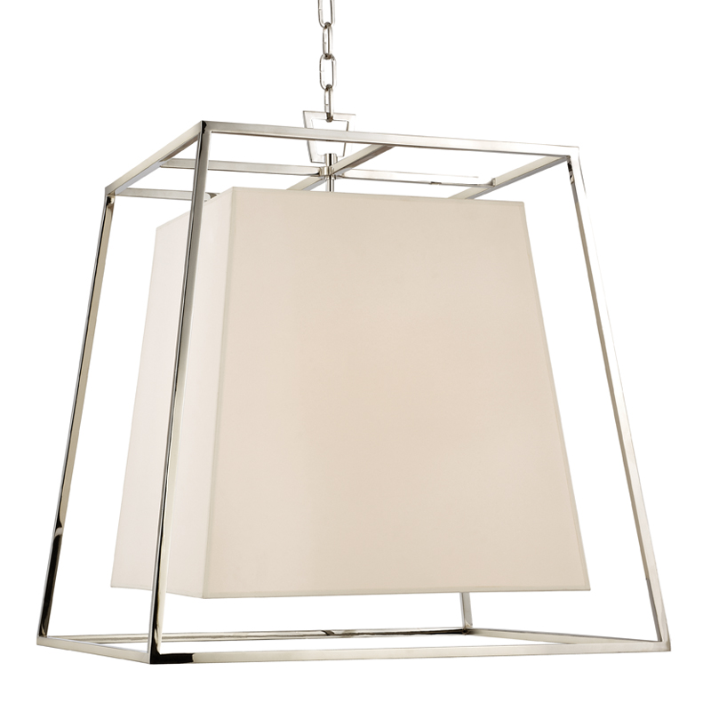 Kyle 6 Light 24 inch Polished Nickel Chandelier Ceiling Light in White Faux Silk