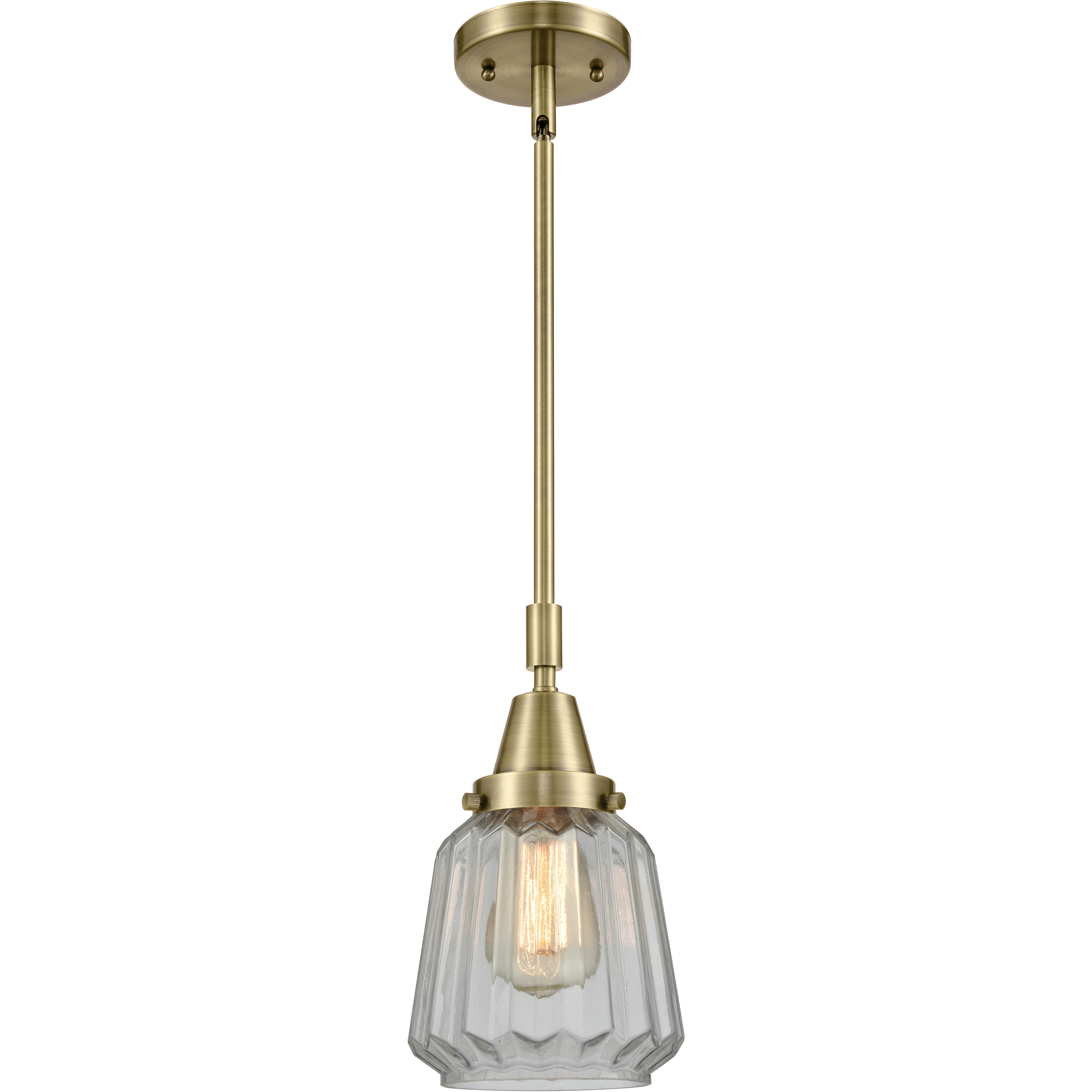 Franklin Restoration Chatham LED 6 inch Antique Brass Mini Pendant Ceiling Light in Clear Glass