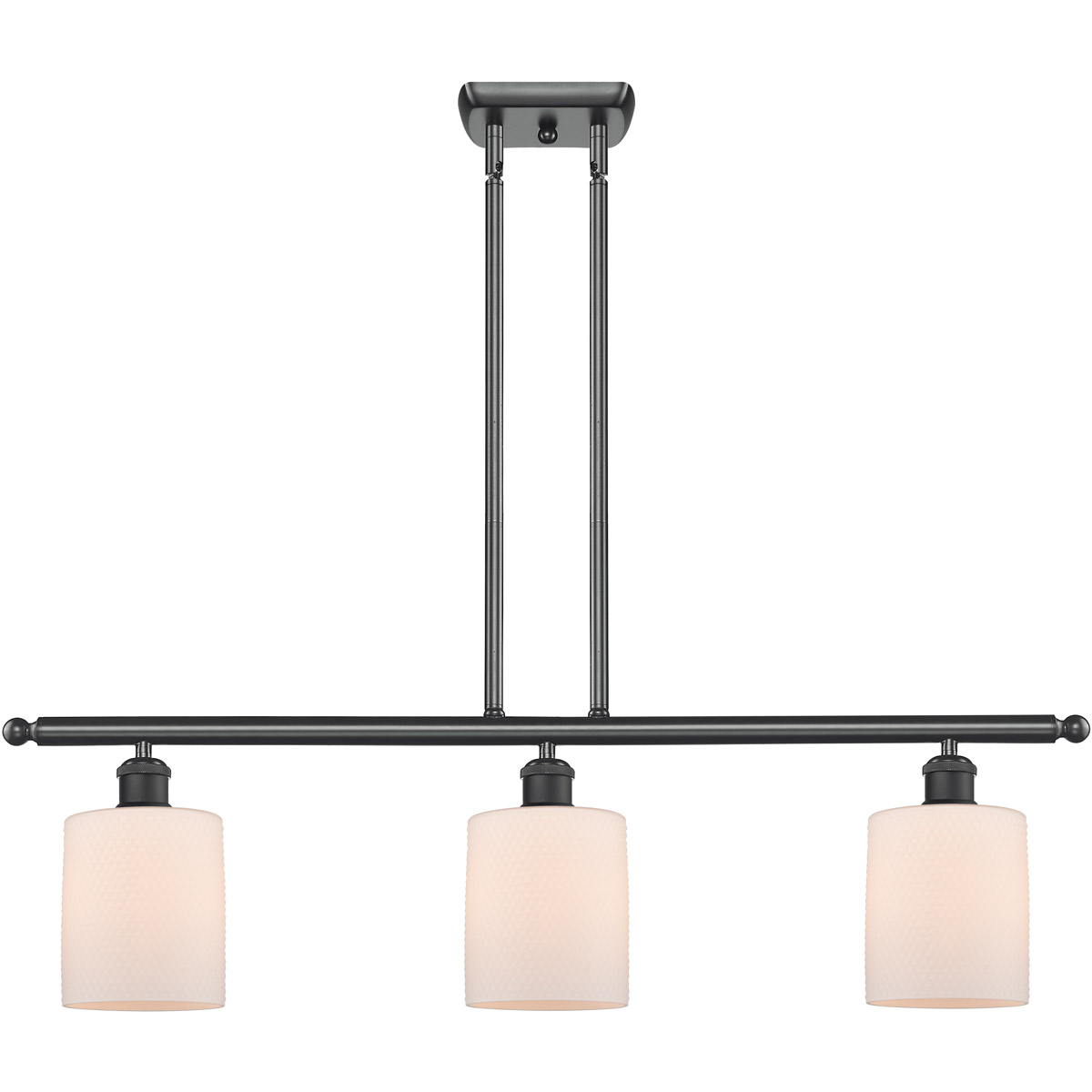 Ballston Cobbleskill 3 Light 36 inch Matte Black Island Light Ceiling Light in Matte White Glass, Ballston