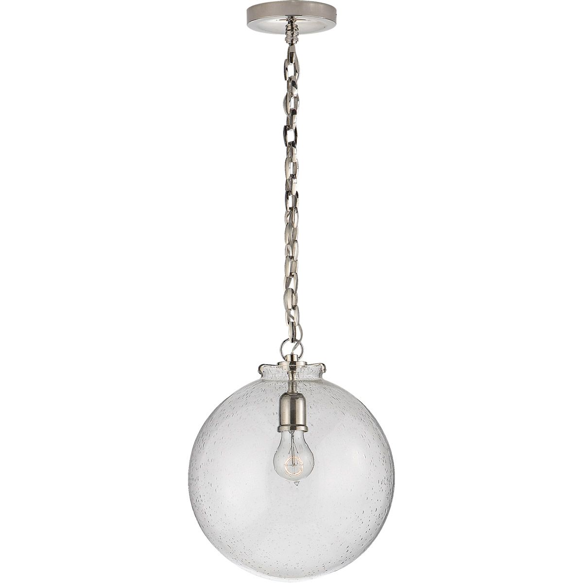 Visual Comfort Signature Collection Visual Comfort TOB5226PN/G4-SG Thomas  O'Brien Katie4 Light 12 inch Polished Nickel Globe Pendant Ceiling Light  in Seeded Glass