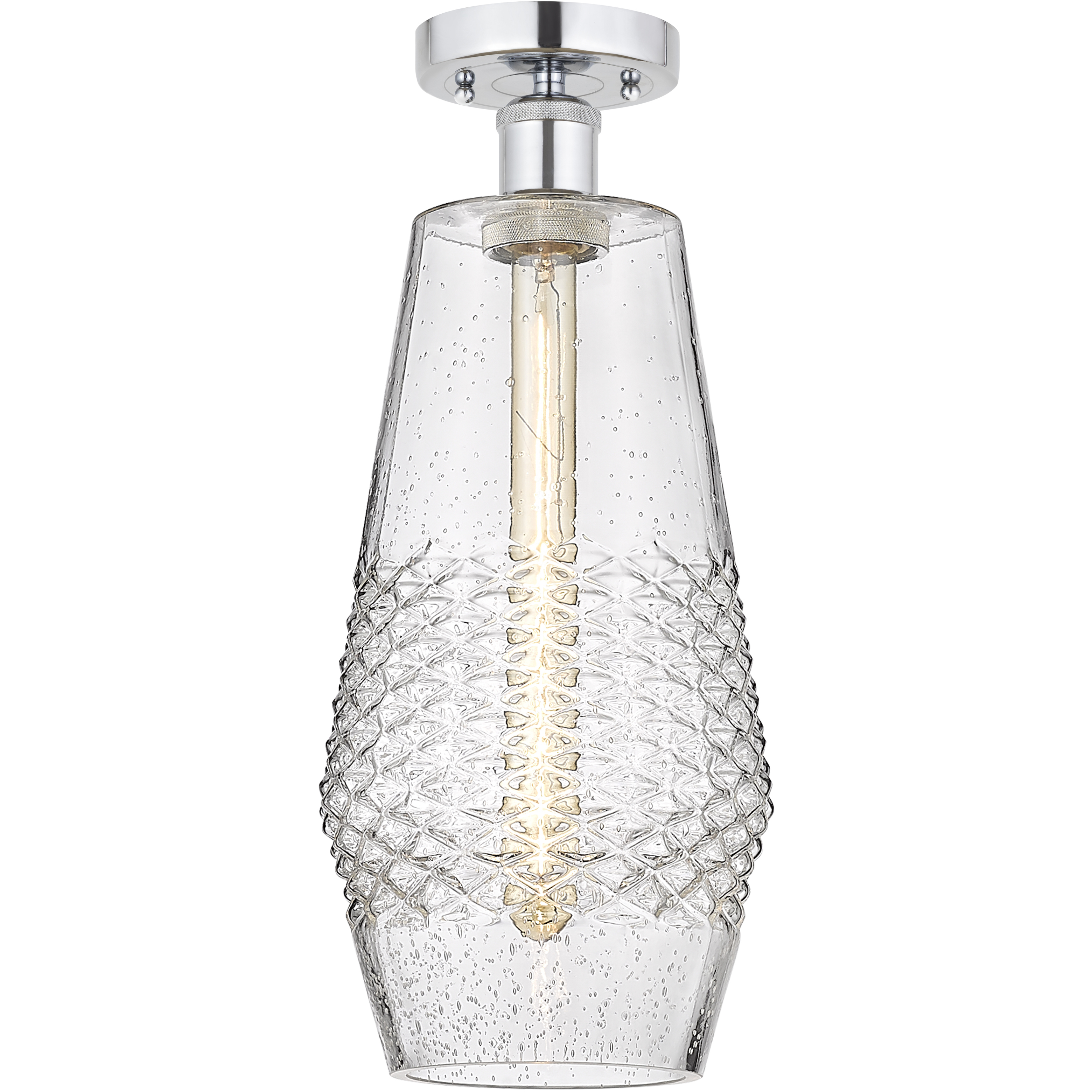 Edison Windham LED 7 inch Brushed Satin Nickel Flush Mount Ceiling Light in Smoked Glass