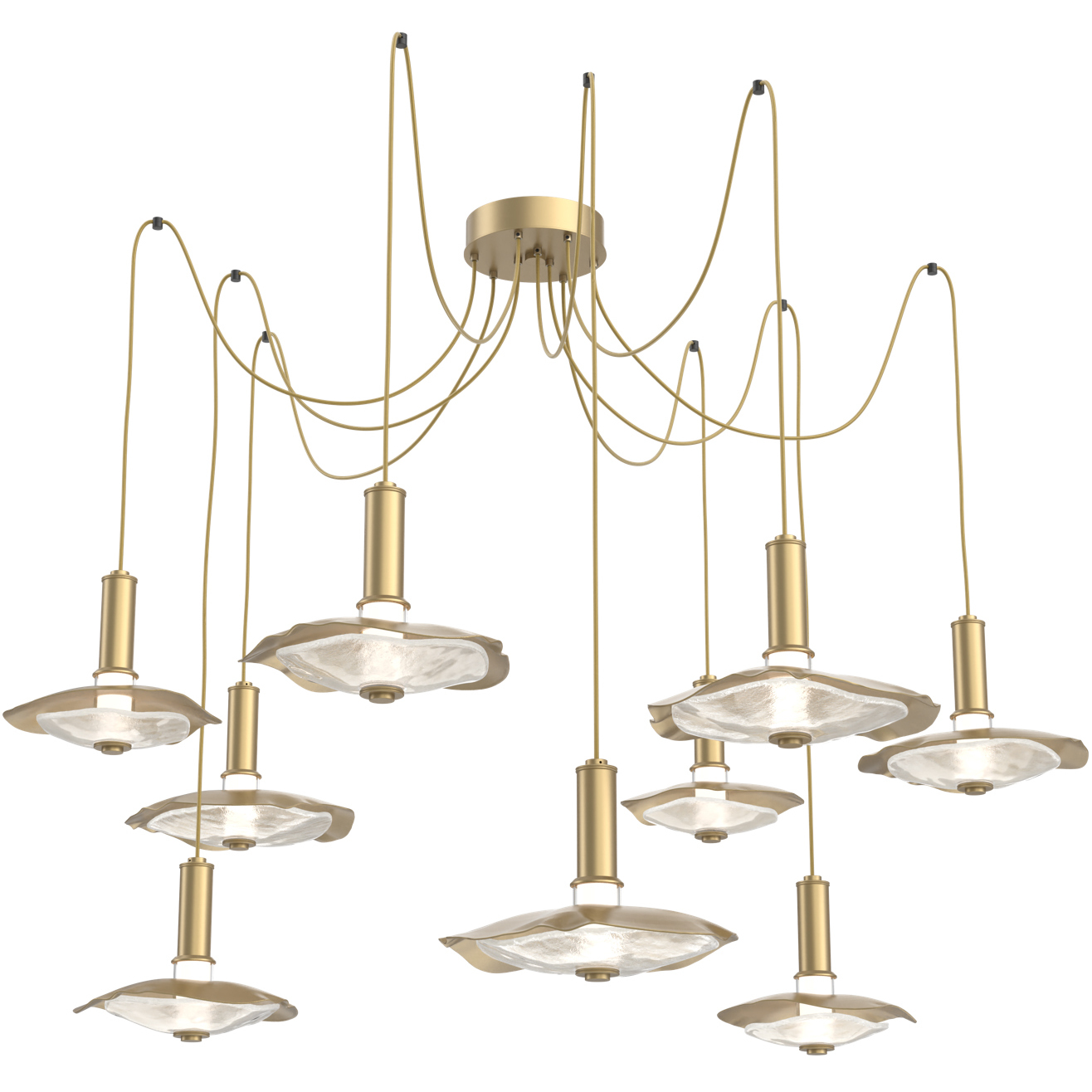 Led 60 Inches Cumulus LED 60 inch Gilded Brass with Clear Granite Glass Swag Multi ...
