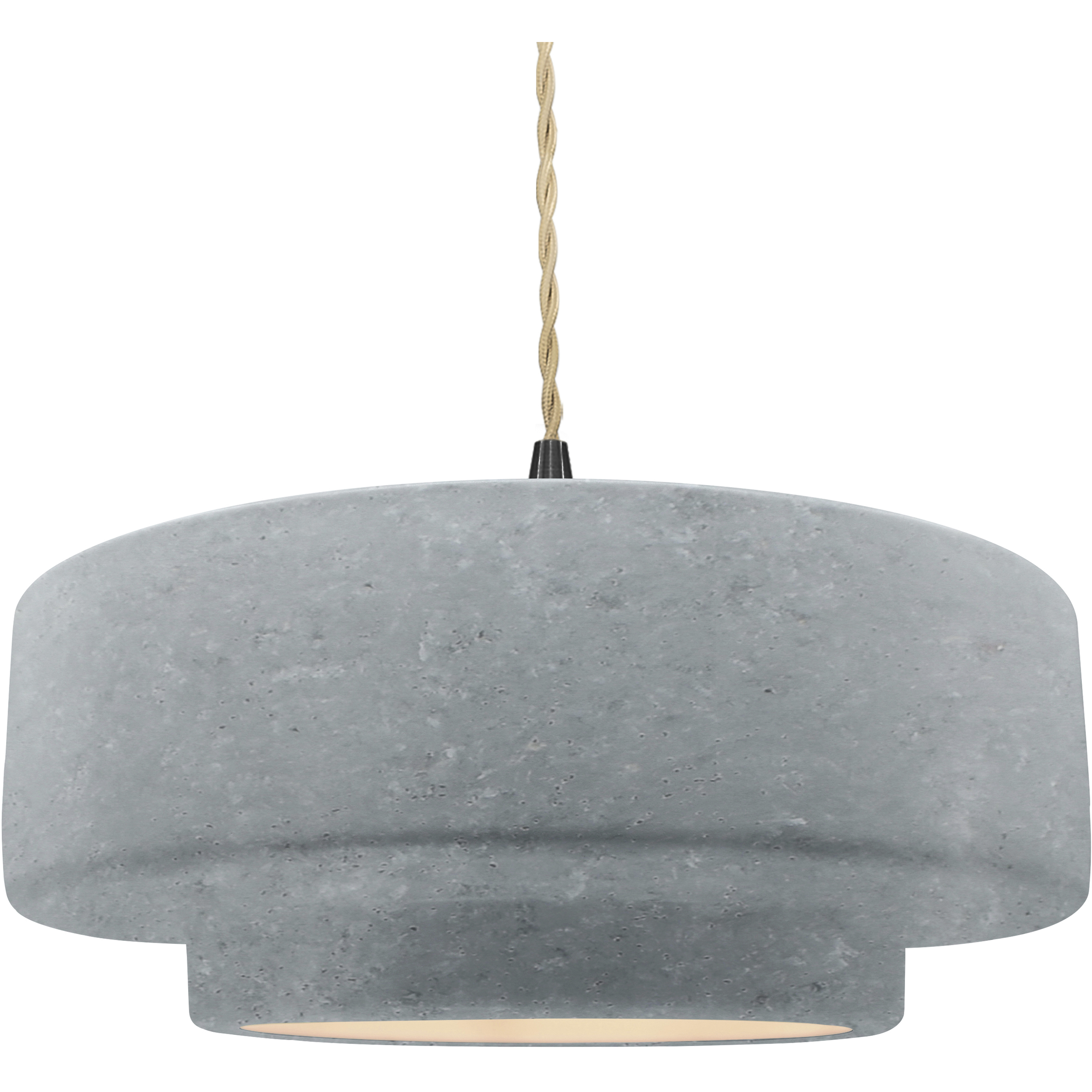 Radiance Collection - Tier Pendant Ceiling Light in Matte Black, Replaceable Bulb, Beige Twist Cord, Concrete, 16.25W x 6H, Form+Finish+Function
