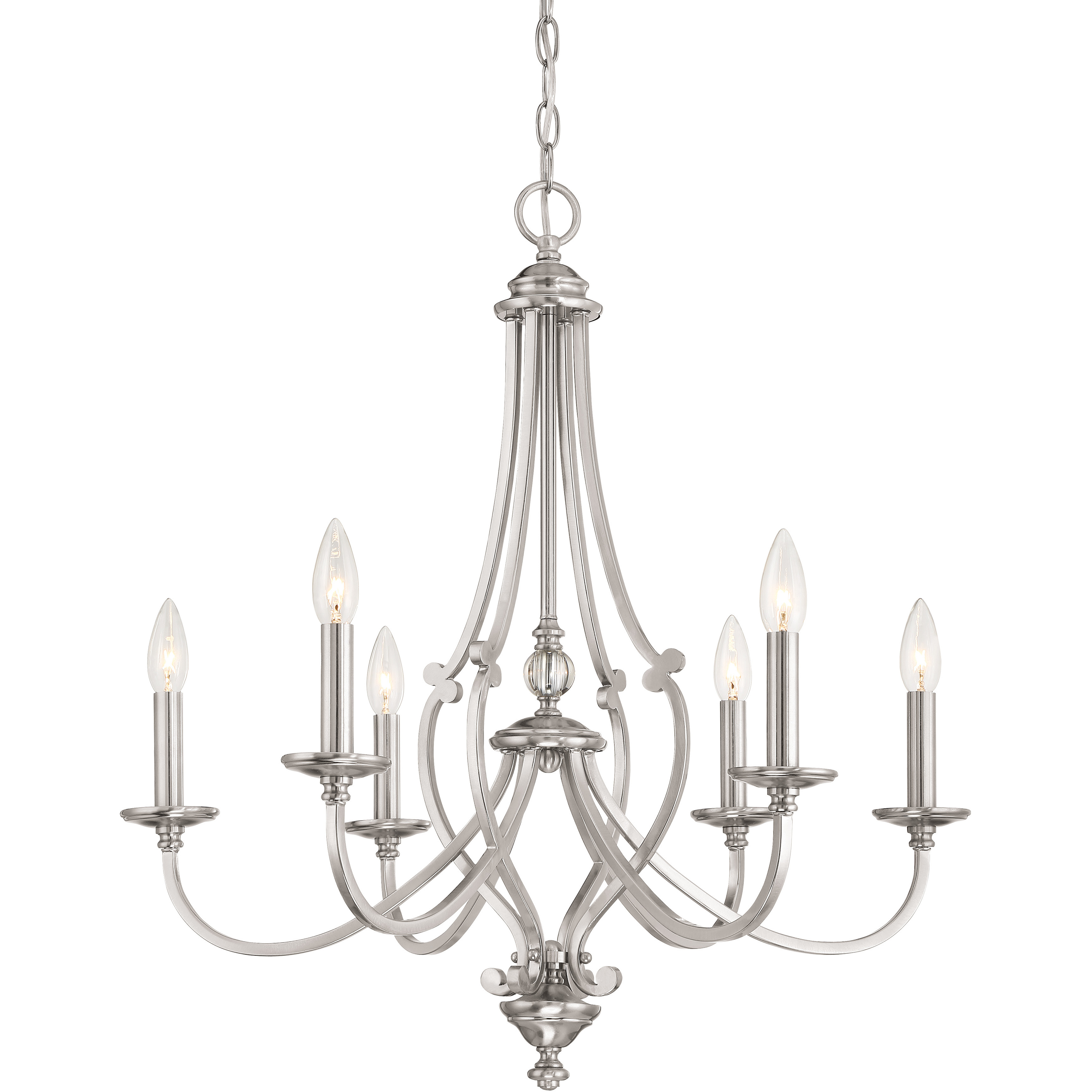 Savannah Row 6 Light 26 inch Brushed Nickel Chandelier Ceiling Light