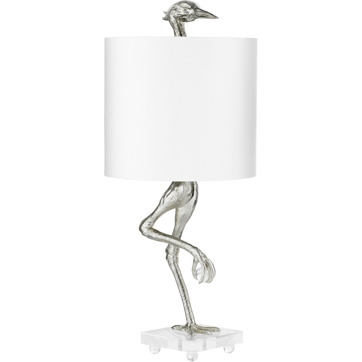 Ibis 35 inch 100 watt Silver Leaf Table Lamp Portable Light