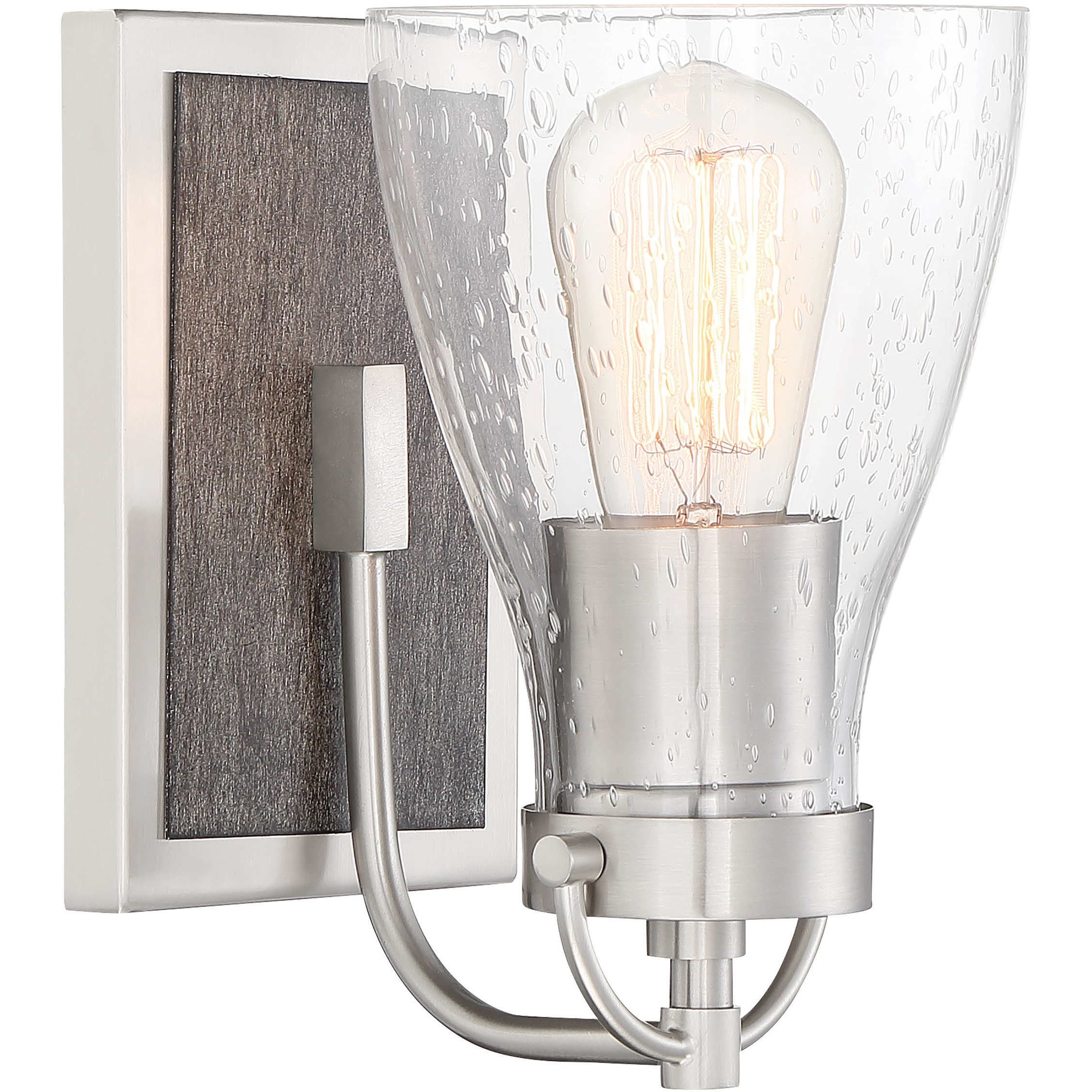 Garrison 1 Light 5 inch Brushed Nickel/Shale Wood Bath Light Wall Light