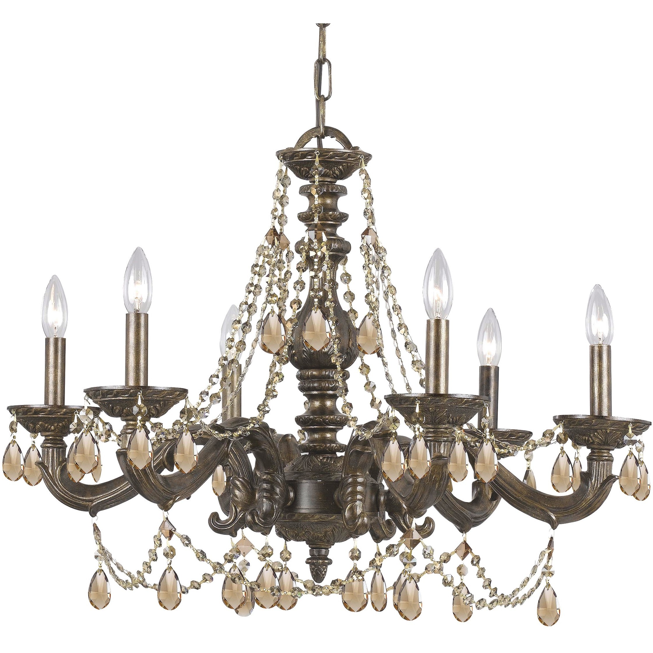 Paris Market 6 Light 28 inch Venetian Bronze Chandelier Ceiling Light in Golden Teak Hand Cut