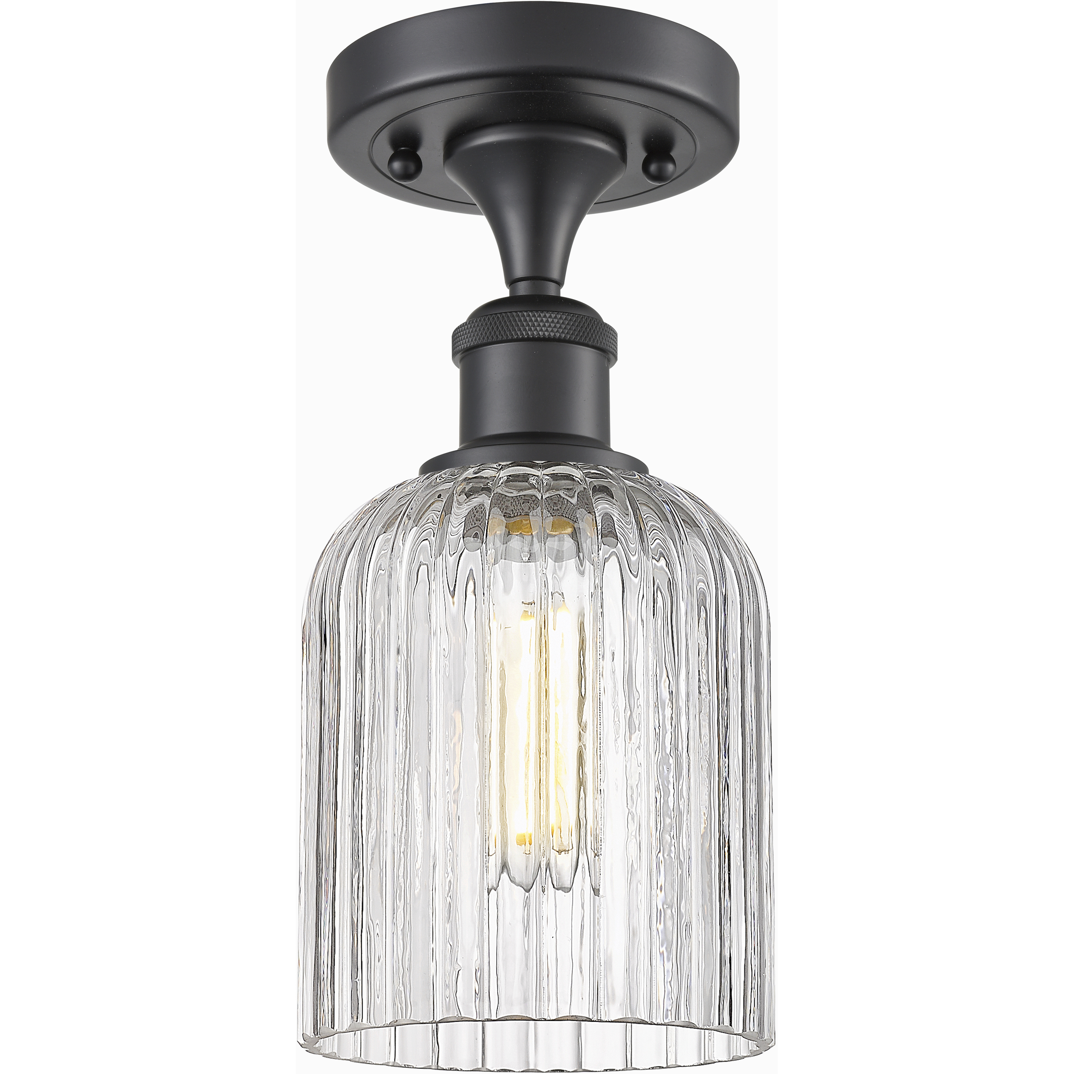Bridal Veil 1 Light 5 inch Matte Black Semi-Flush Mount Ceiling Light in Clear