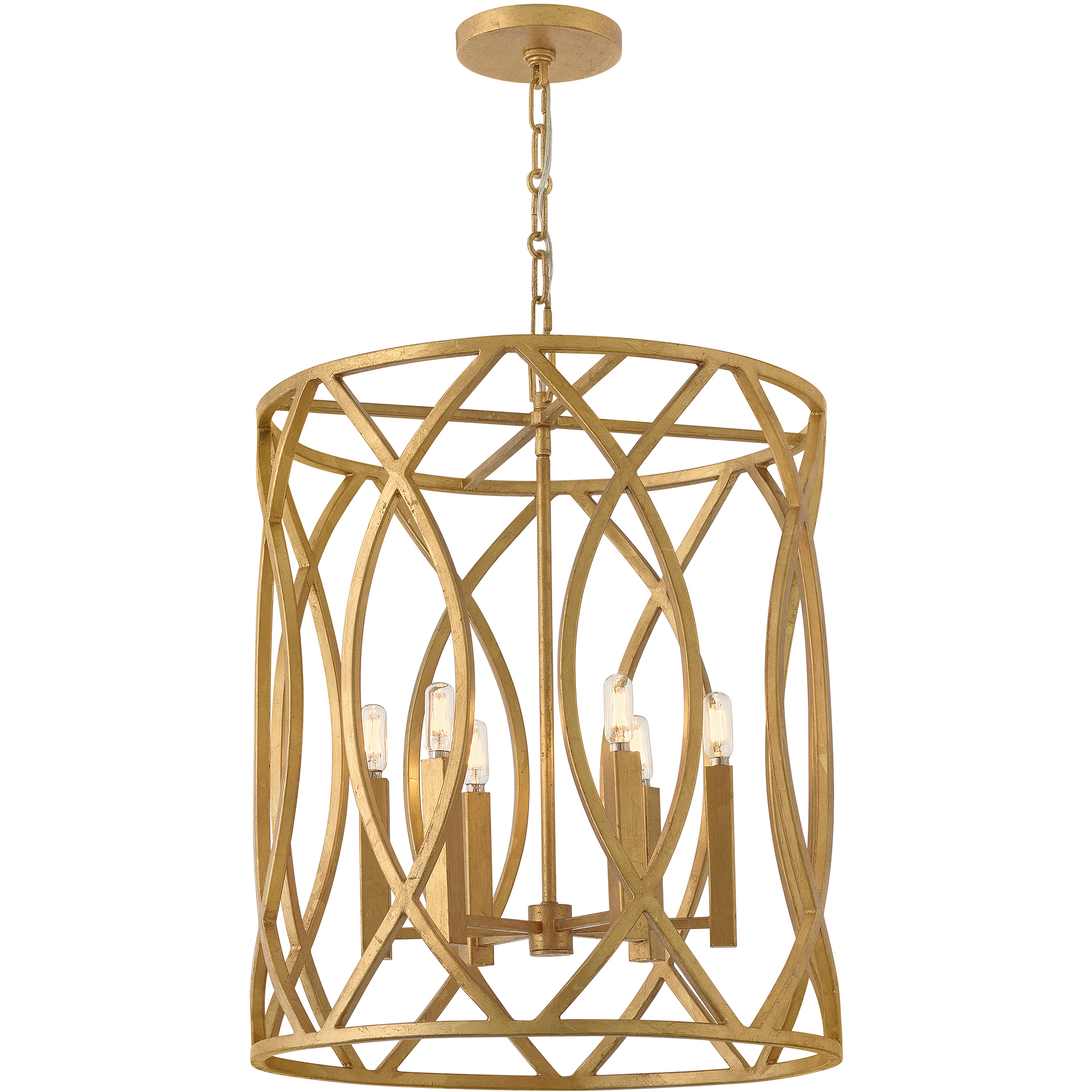 Leona 6 Light 22 inch Distressed Brass Drum Chandelier Ceiling Light