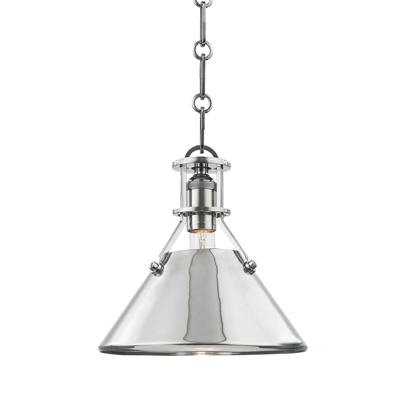 Metal No.2 1 Light 9.5 inch Polished Nickel Pendant Ceiling Light