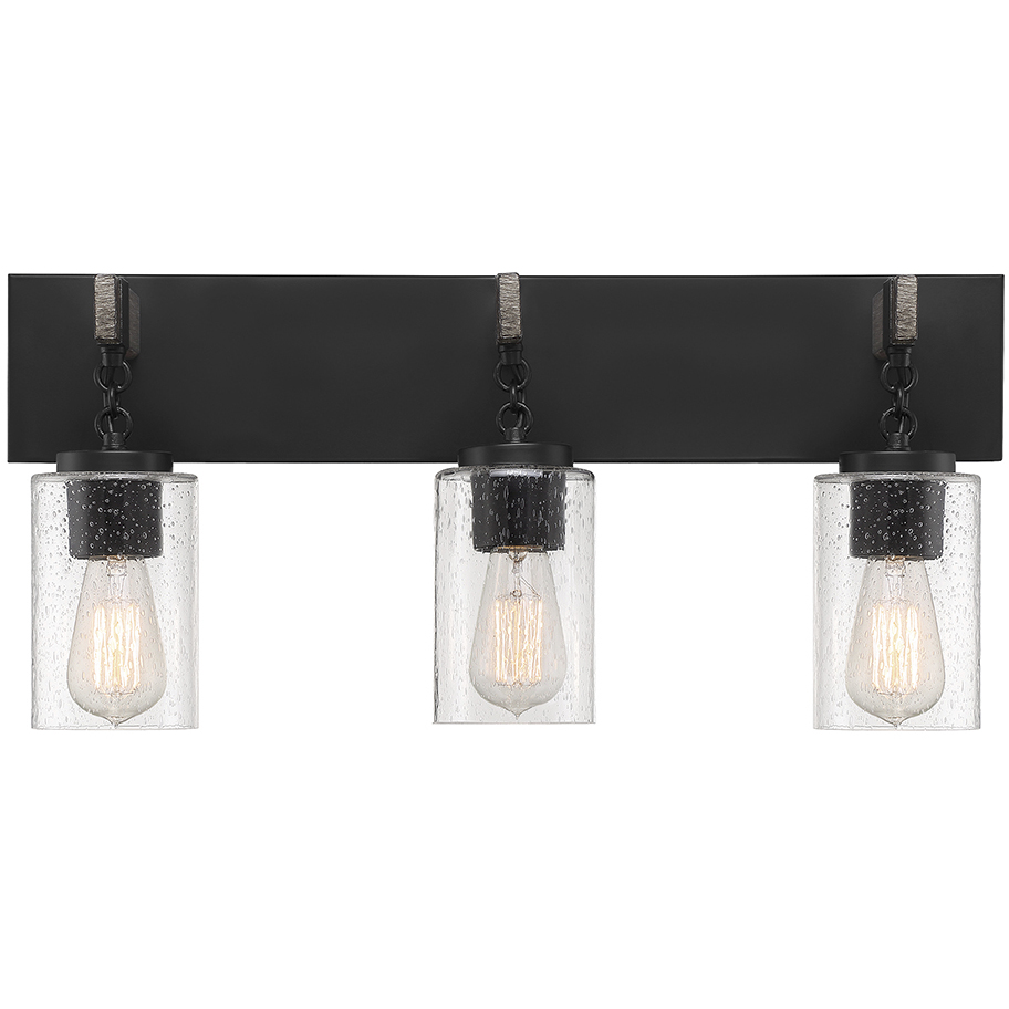 Fulton 3 Light 24 inch Matte Black Bath Bar Wall Light 