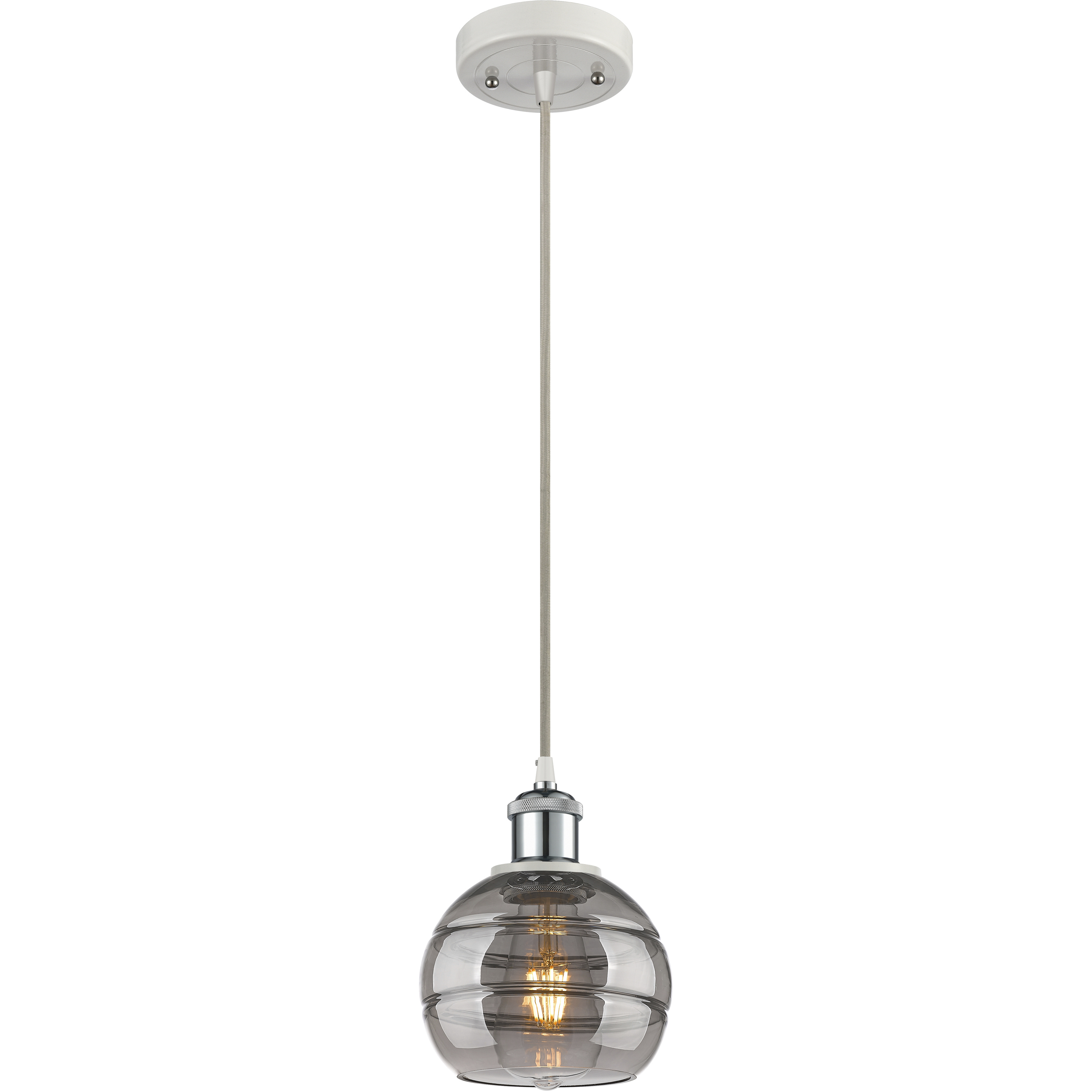 Ballston Rochester 1 Light 5.88 inch White Polished Chrome Cord Hung Mini Pendant Ceiling Light