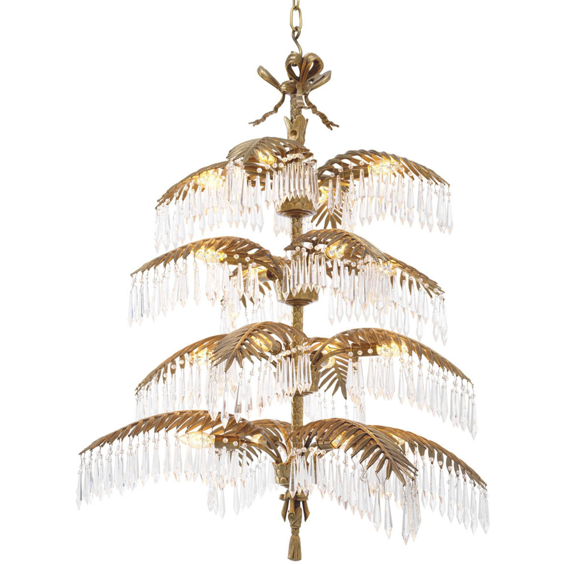 Hildebrandt 16 Light 37.4 inch Vintage Brass and Crystal Glass Chandelier Ceiling Light, Extra-Large