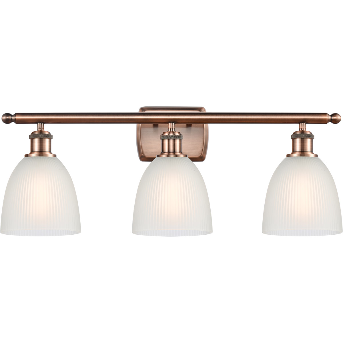 Ballston Castile 3 Light 26 inch Antique Copper Bath Vanity Light Wall Light in White Glass, Ballston