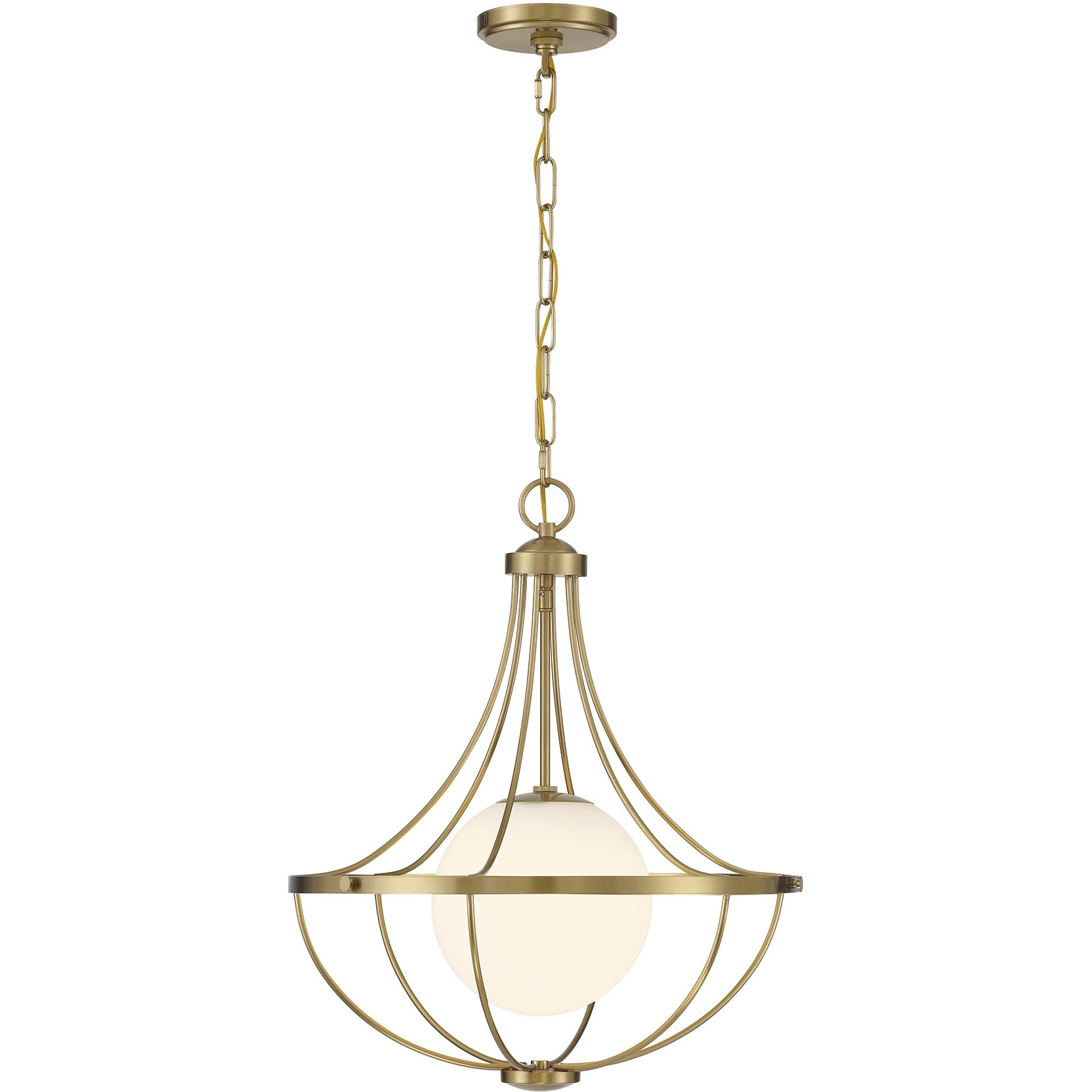 Contemporary 1 Light 18 inch Natural Brass Pendant Ceiling Light
